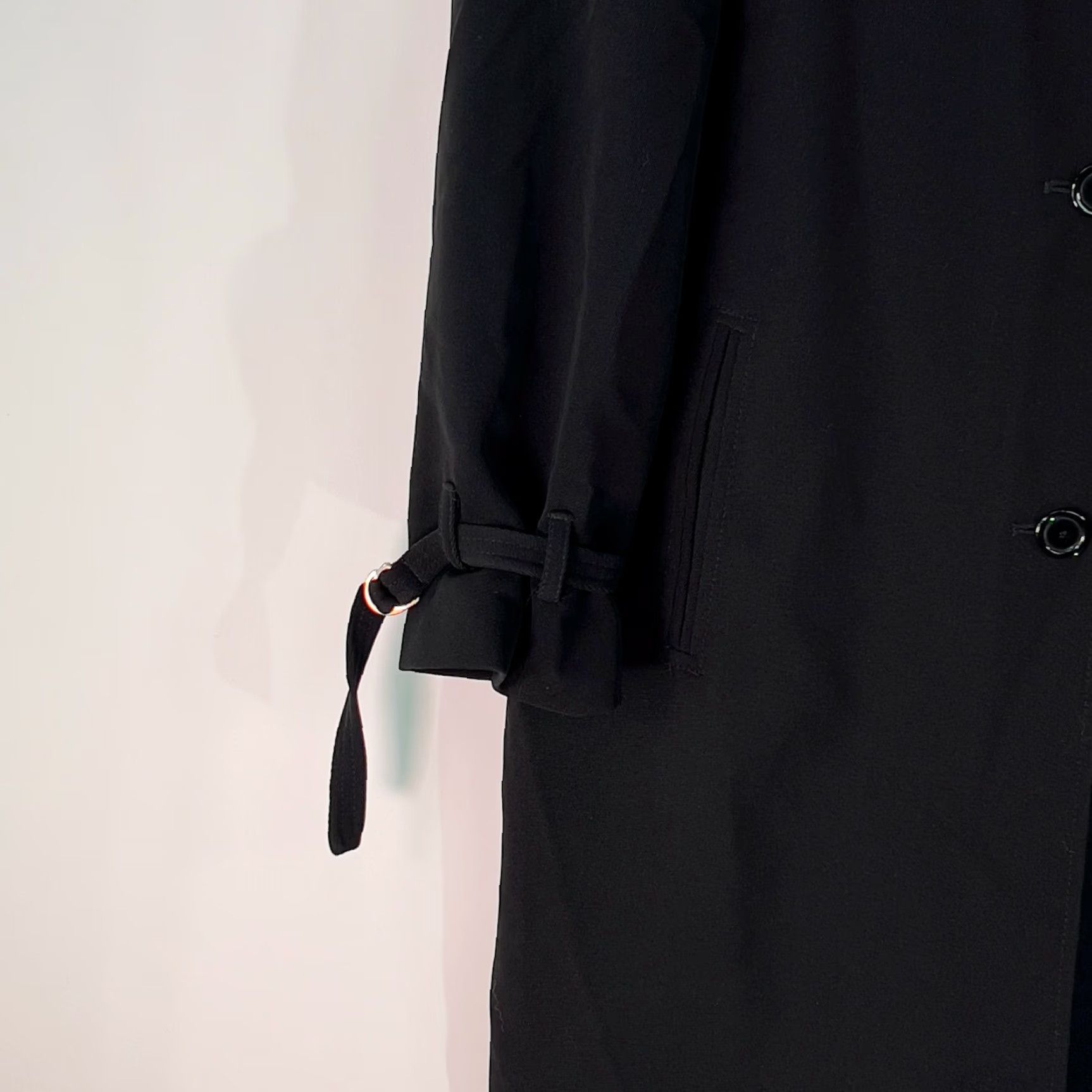 Vintage LARRY LEVINE Women Overcoat Coat Black 34" Long Button Front Pockets Solid 100% Polyester S Womens Size S / US 4 / IT 40 - 6 Thumbnail