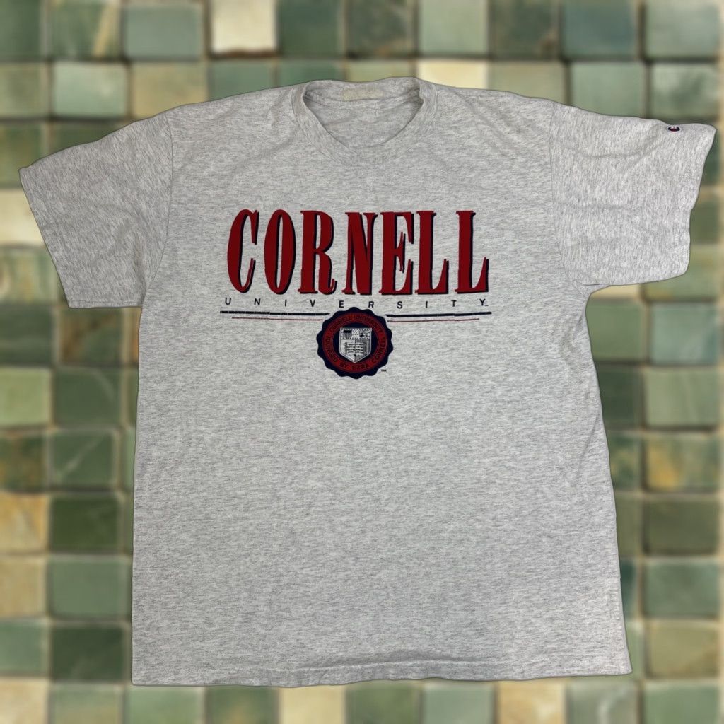 Champion Champion T Shirt Men’s Large Gray Cornell University Big Spell Out Graphic Mens L Gray University Graphic Size US L / EU 52-54 / 3 - 1 Thumbnail