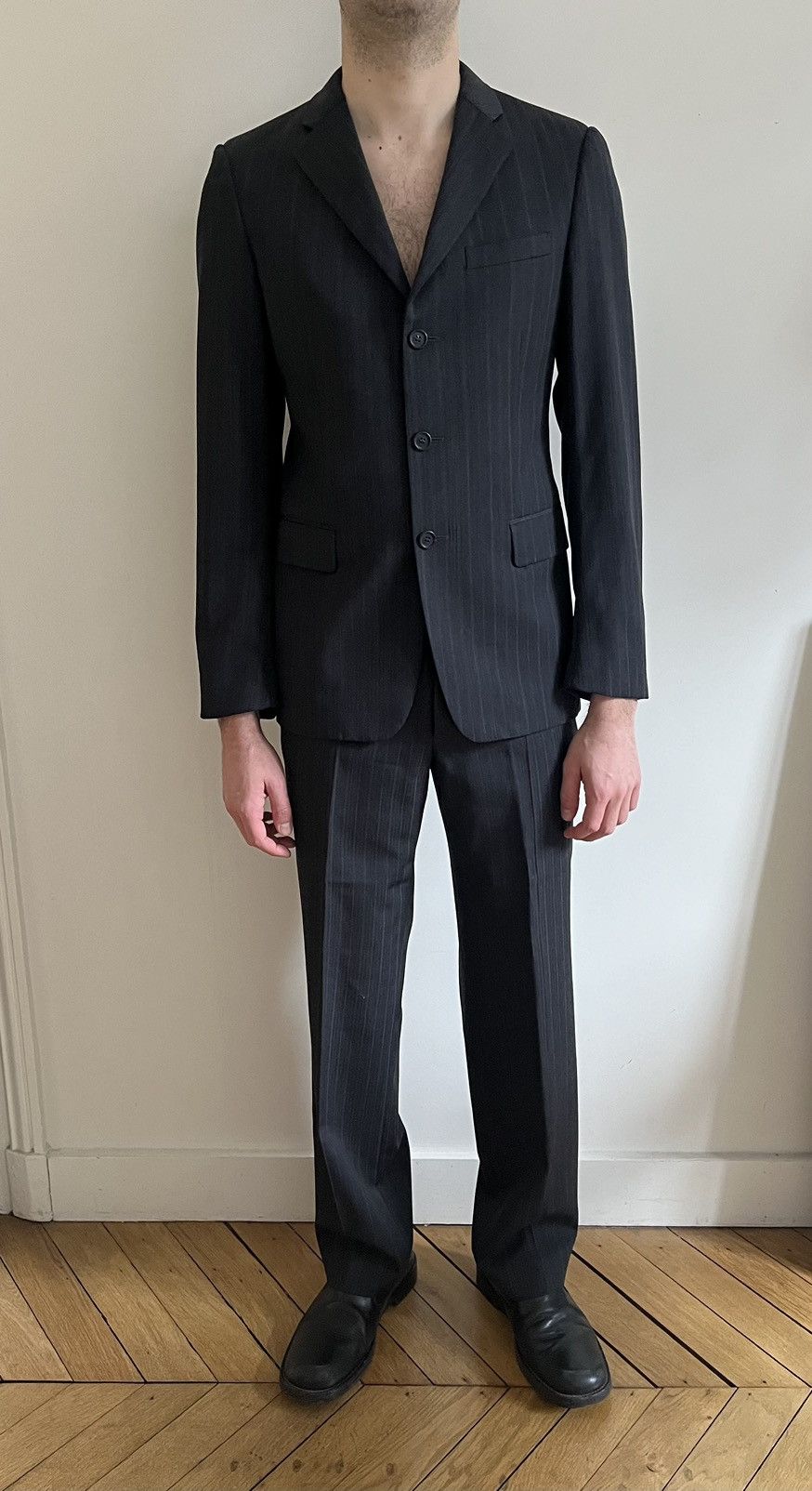 image of Early 2000S Men’S Miu Miu Suit in Grey, Men's (Size 48L)