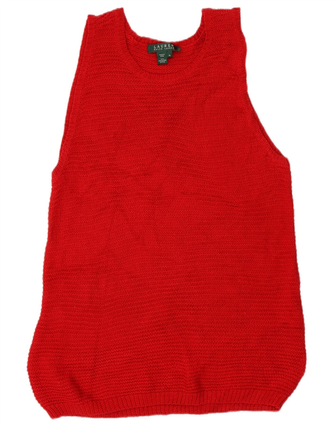 Ralph Lauren Womens Vest Tank Top UK 18 XL Red Cotton Size M / US 6-8 / IT 42-44 - 1 Thumbnail