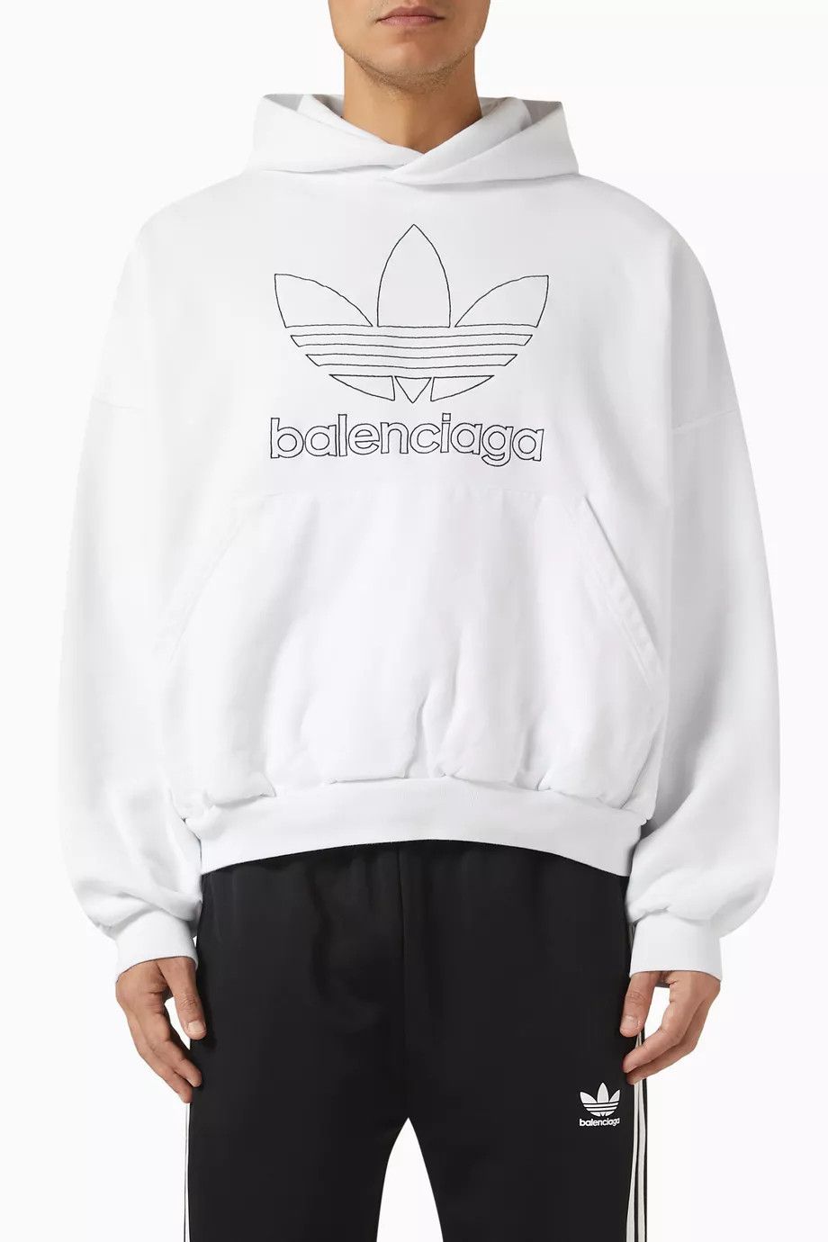 Adidas × Balenciaga o1bcso1str1224 Unisex Large Fit Hoodie in White Size L / US 10 / IT 46 - 6 Thumbnail