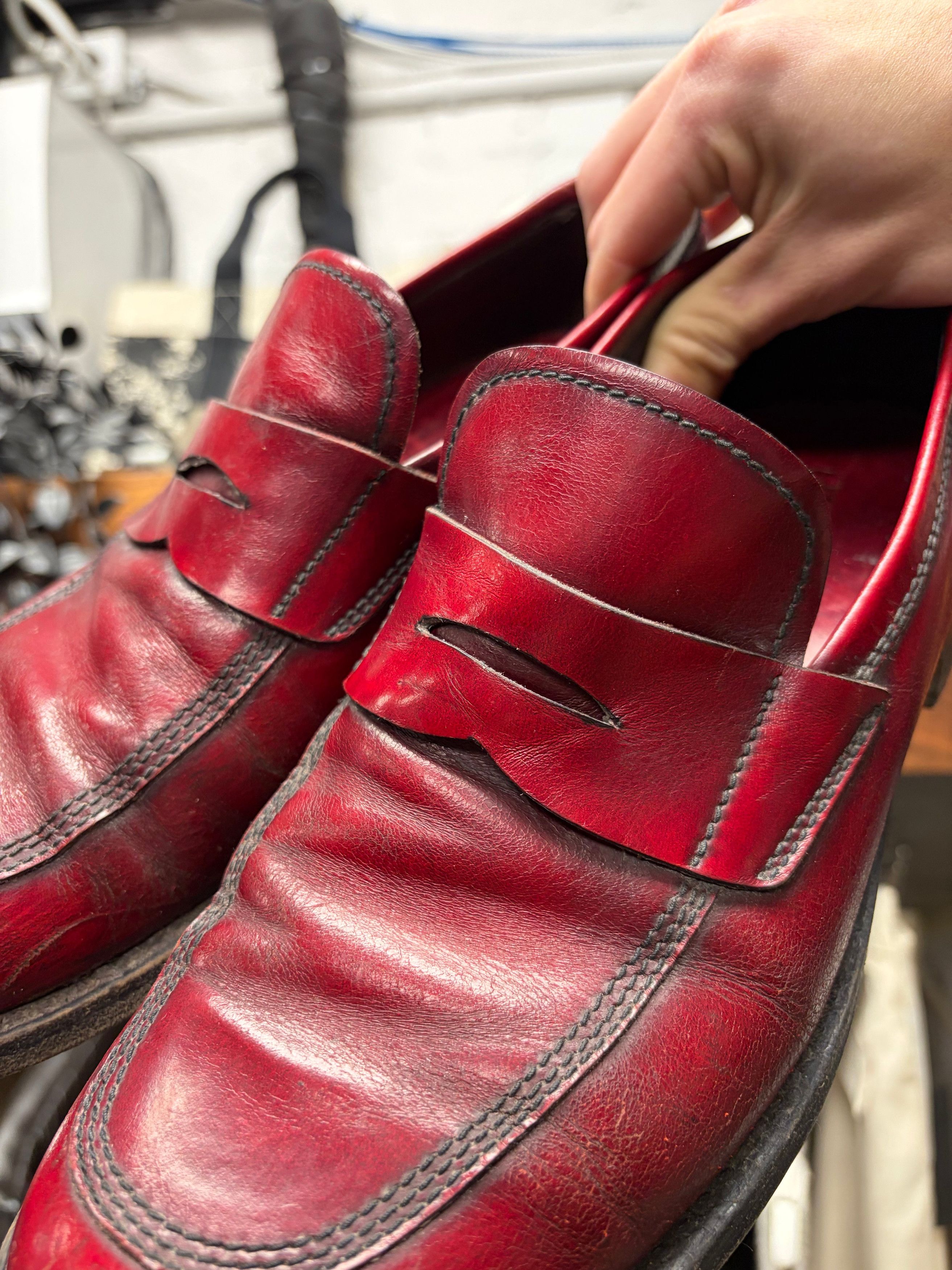 Prada Sample Prada Oxblood Red Leather Penny Loafers Size US 10 / EU 43 - 2 Thumbnail