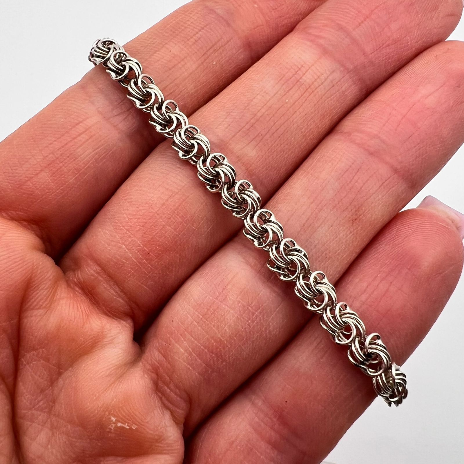 Sterling Silver Vintage Sterling Silver 925 Chain Bracelet Jewelry 4.8 gr Size ONE SIZE - 8 Thumbnail