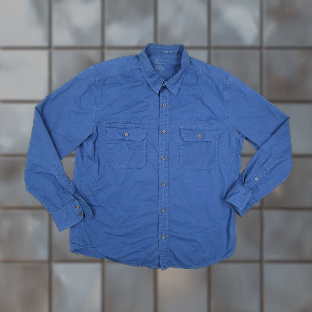 Lucky Brand Lucky Brand Utility Shirt Mens Large Blue 100% Button Front Twill Workwear Size US L / EU 52-54 / 3 - 1 Thumbnail