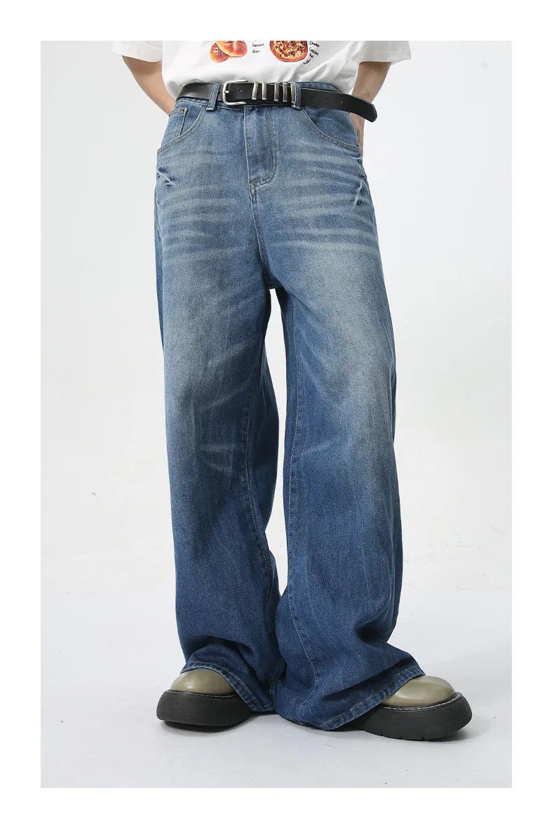 Japanese Brand Washed Straight Loose Wide Leg Denim Pants Size US 30 / EU 46 - 1 Thumbnail