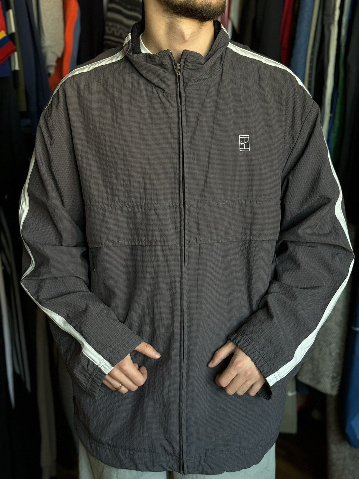 Nike × Vintage Vintage Nike Court 90s Nylon Track Jacket Windbreaker L XL Size US XL / EU 56 / 4 - 2 Thumbnail