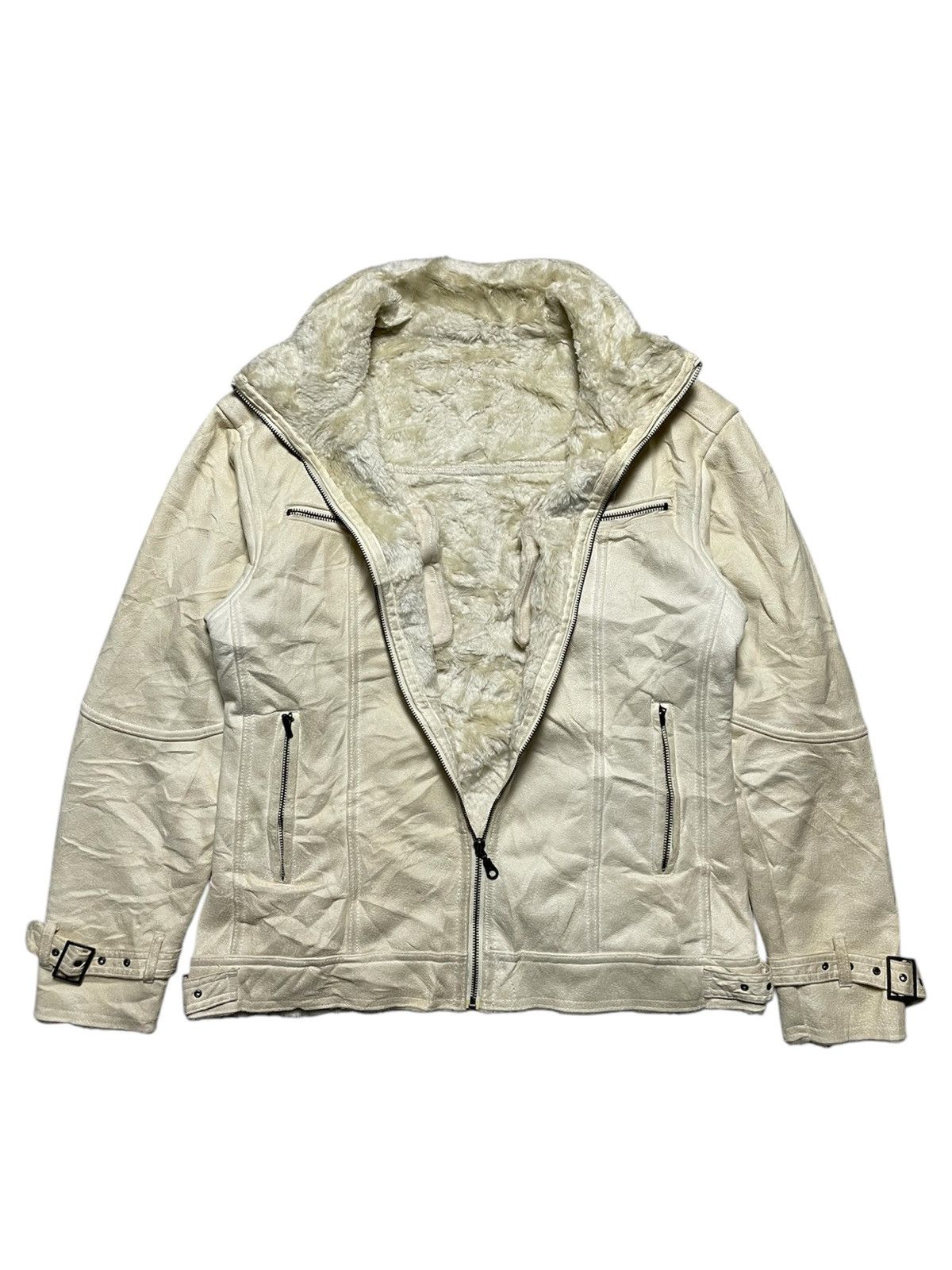 14th Addiction × If Six Was Nine × Le Grande Bleu (L.G.B.) 2000’s Urban Collection Faux Shearling Biker Style Jacket Size US M / EU 48-50 / 2 - 4 Thumbnail