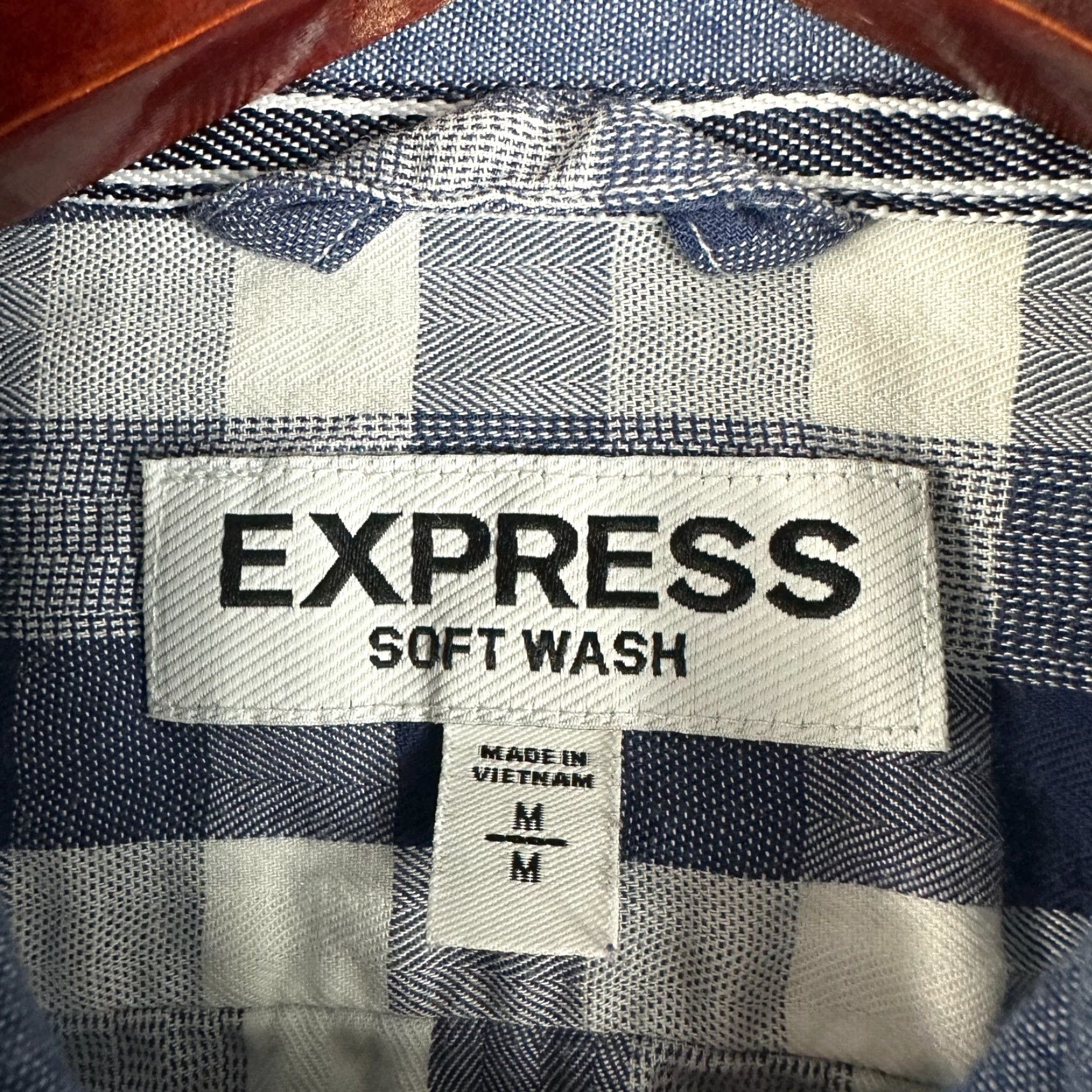 Express Express Shirt Button-Down Mens M Blue Check Long Sleeve Pocket Modern Classic Size US M / EU 48-50 / 2 - 5 Thumbnail