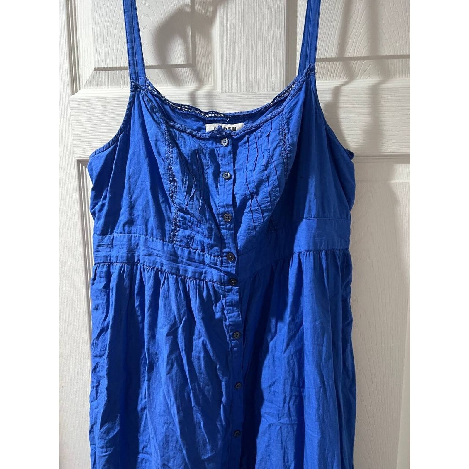 Boden Boden Women Tiered Trim Midi Dress Button cotton 14 A000070 Size XL / US 12-14 / IT 48-50 - 5 Thumbnail