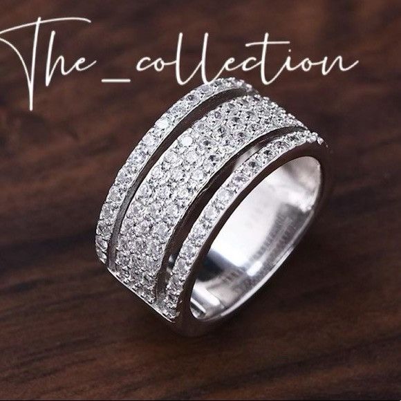 Other WIDE DIAMOND BAND IN STERLING SILVER Size ONE SIZE - 2 Thumbnail