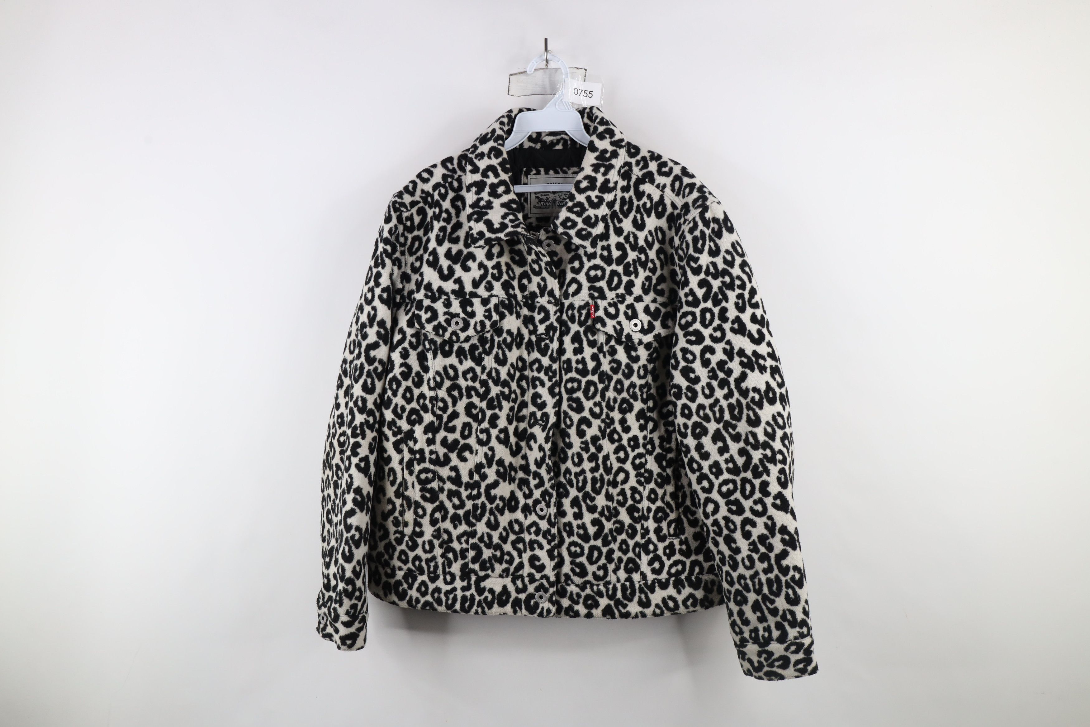 Levi's × Vintage Vintage Y2K Levis Cheetah Print Fleece Trucker Jacket Size L / US 10 / IT 46 - 1 Thumbnail
