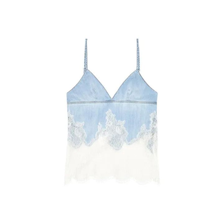 Diesel Diesel Lace-Trimmed Denim Cami Top 0079 Size M / US 6-8 / IT 42-44 - 1 Thumbnail