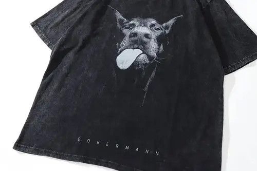 Japanese Brand × Vintage Hip Hop Oversized Washed Black T-Shirt Streetwear Doberman Size S / US 4 / IT 40 - 3 Thumbnail