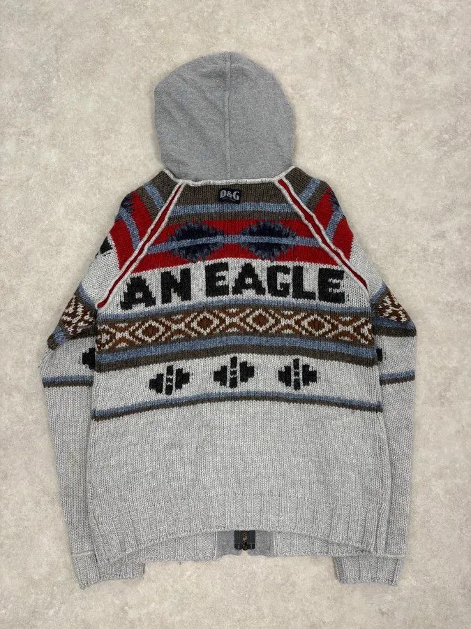 Dolce & Gabbana AW2004 Dolce & Gabbana Grey Wool Eagle Intarsia Zip Hoodie Size US S / EU 44-46 / 1 - 7 Thumbnail