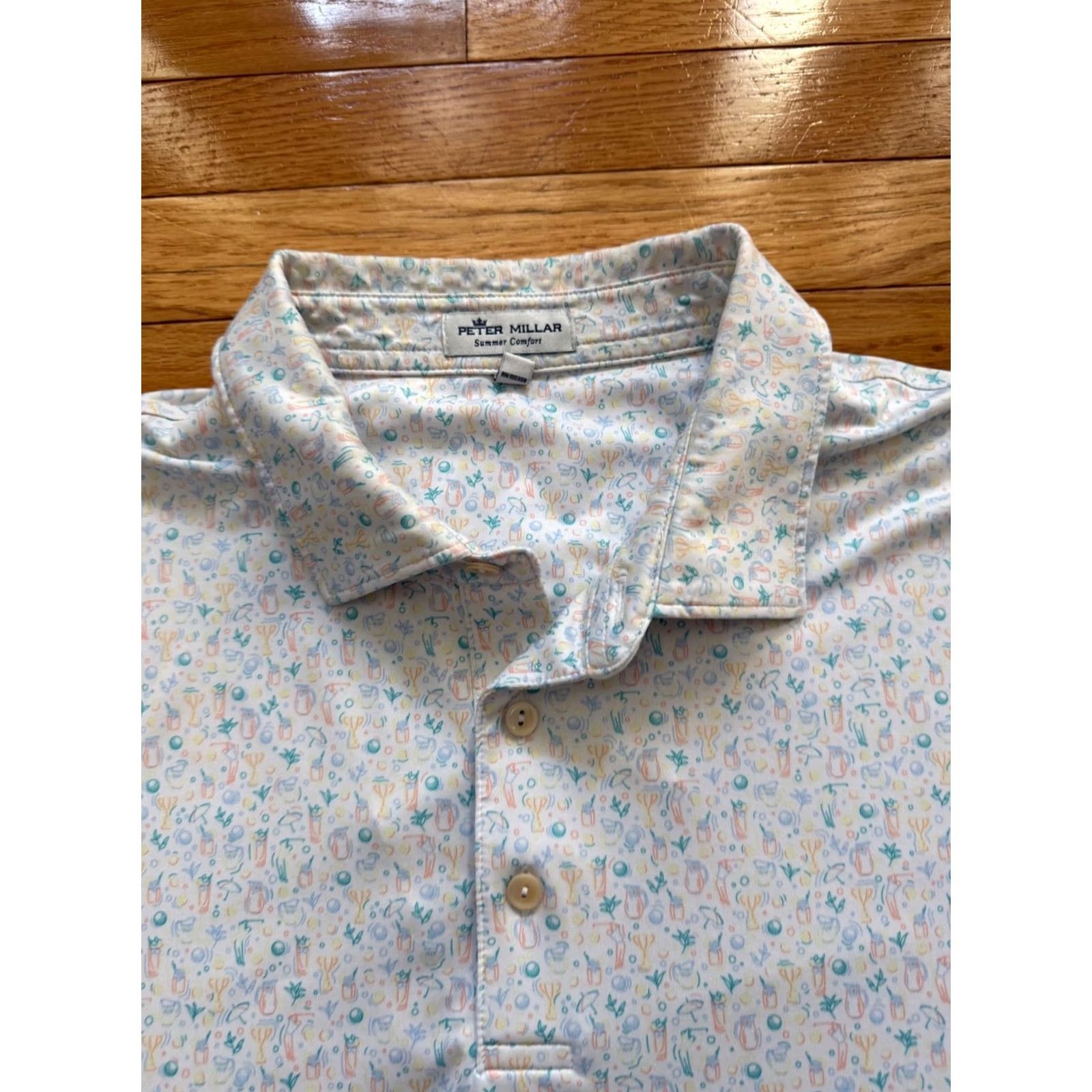 Peter Millar Peter Millar Summer Comfort Polo Shirt XL White Mens Geometric Beach Golf Shirt Size US XL / EU 56 / 4 - 4 Thumbnail