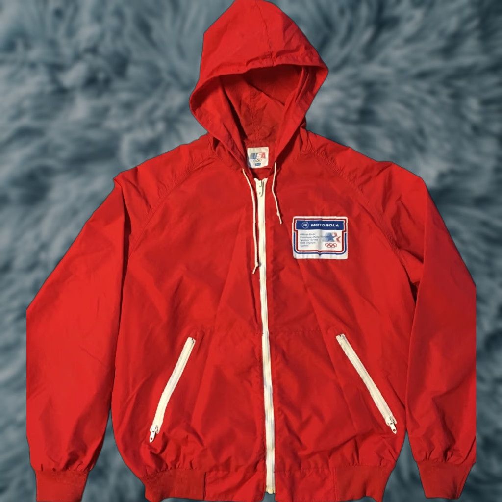 Levi's Vtg 1984 Levi’s Los Angeles Olympic Motorola Official Sponsor Promo Jacket M L USA Track TV Sport 80s Size US L / EU 52-54 / 3 - 1 Thumbnail