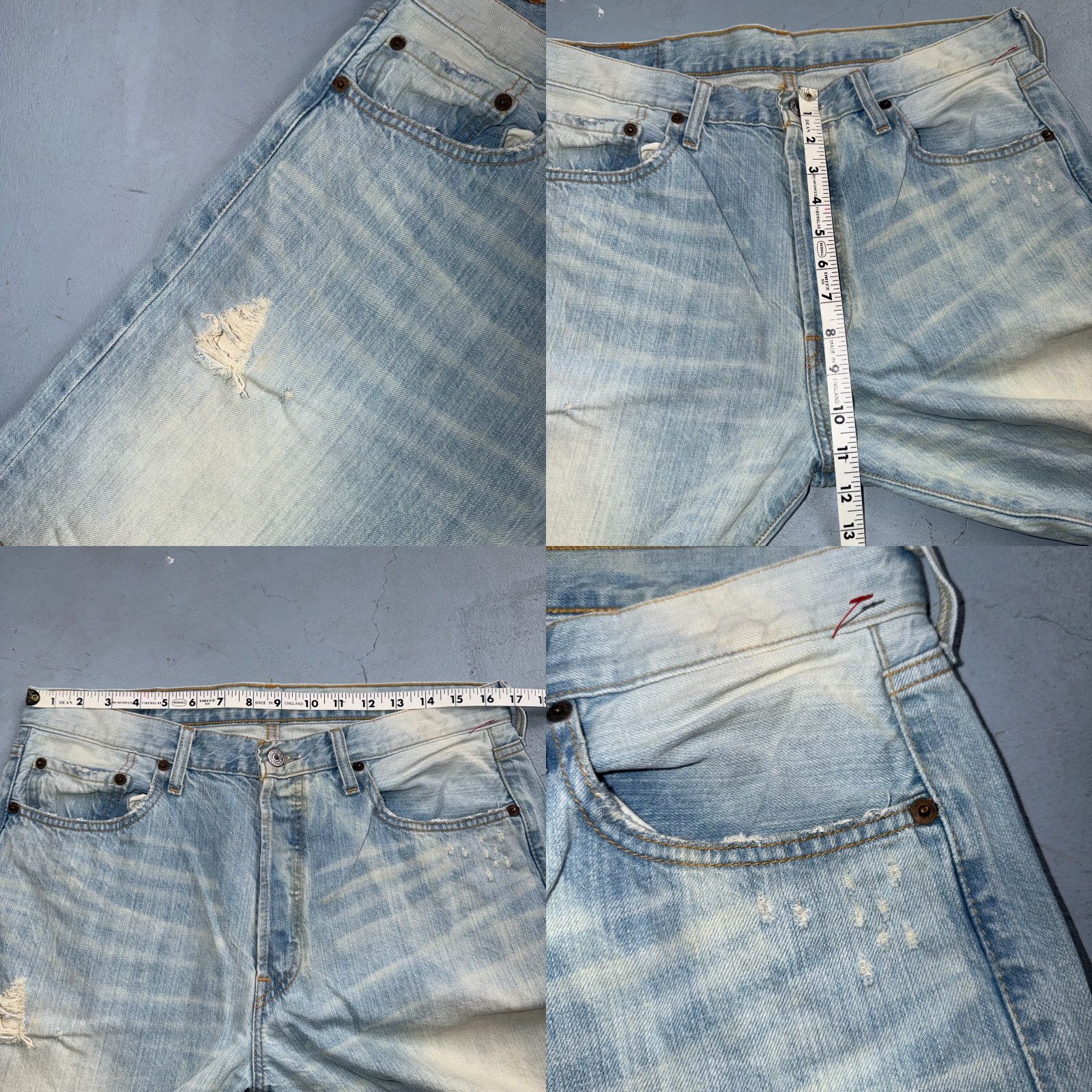 Levi's VINTAGE Levi's 501 Jeans Straight Leg 34x32 Blue Light Wash 90s Mens Size US 34 / EU 50 - 8 Thumbnail