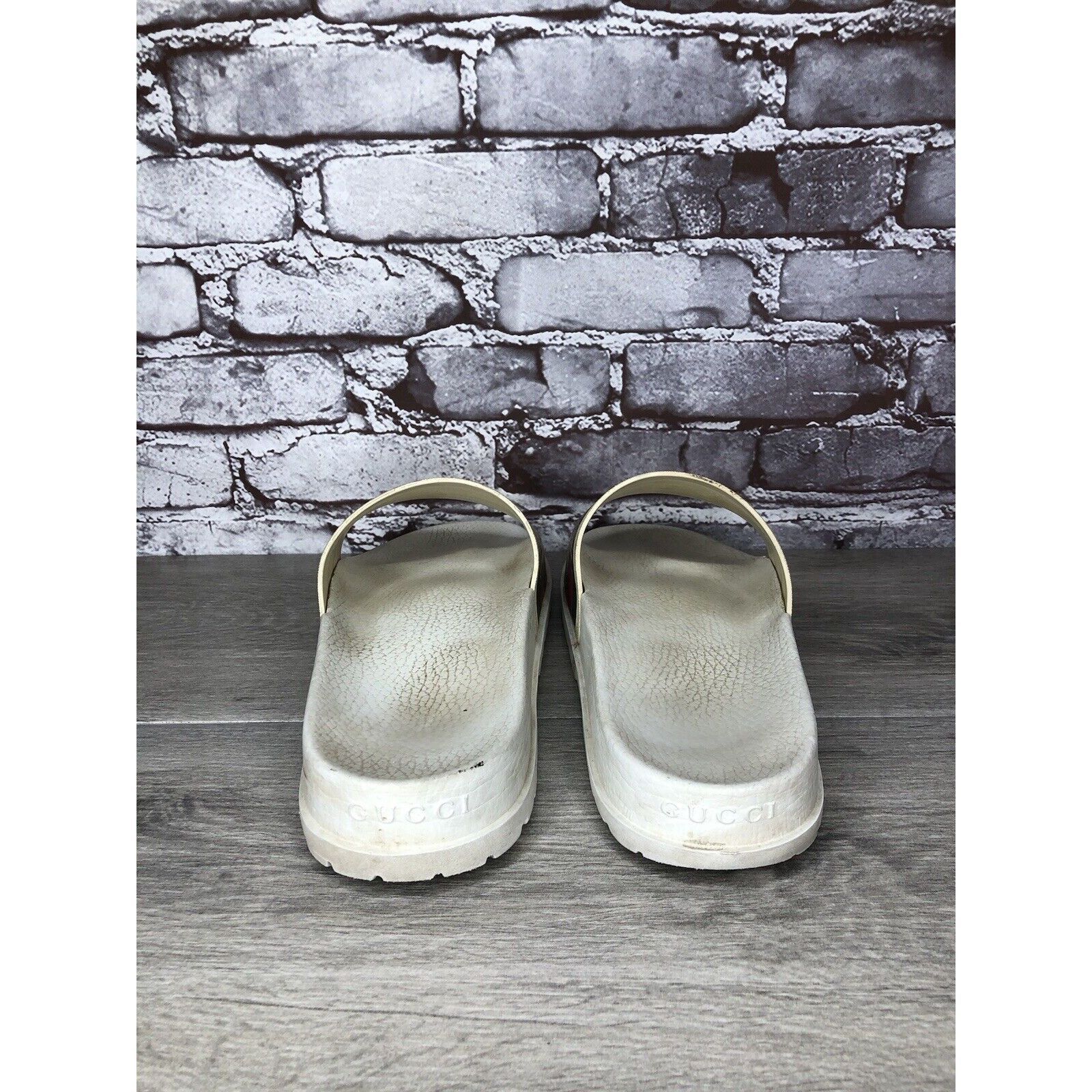 Gucci GUCCI Web White Rubber Logo Casual Slides Designer Sandals M Size US 11 / EU 44 - 6 Thumbnail