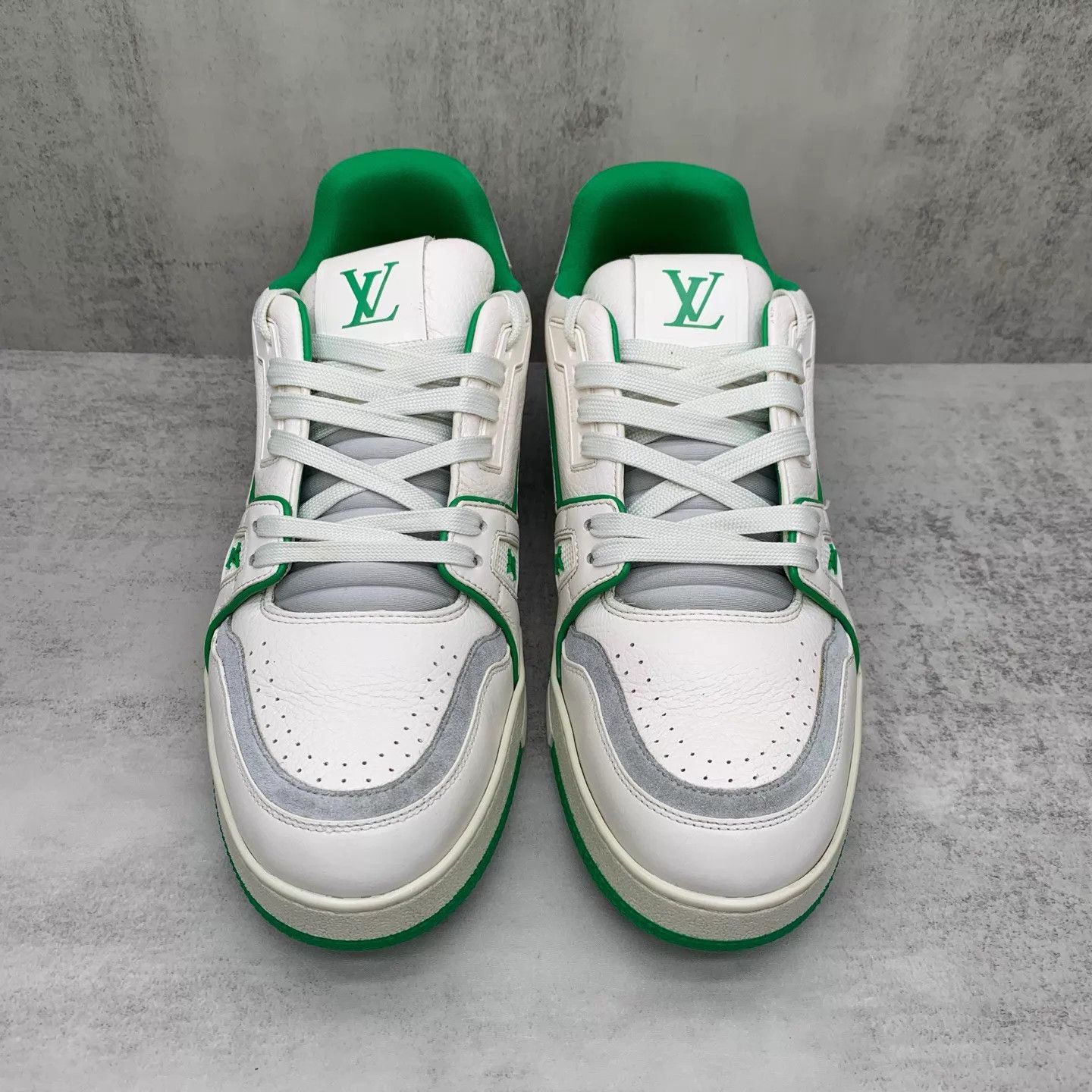 Louis Vuitton Lv Trainer Green Cement White Green Sneaker 42.5 95 New Size US 9.5 / EU 42-43 - 4 Thumbnail