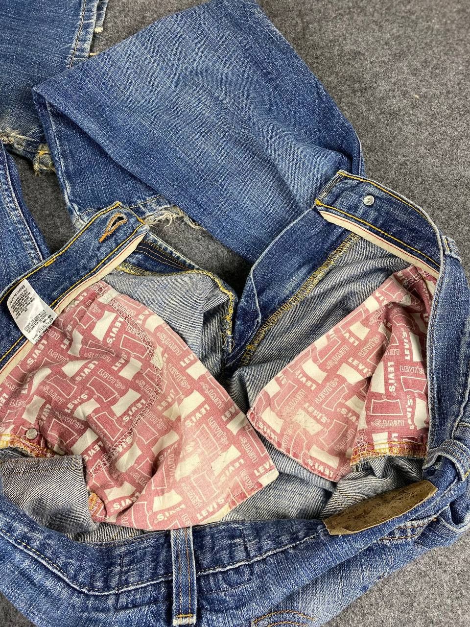 Levi's levis 514 slim straight distressed denim nice design Size US 37 - 13 Thumbnail