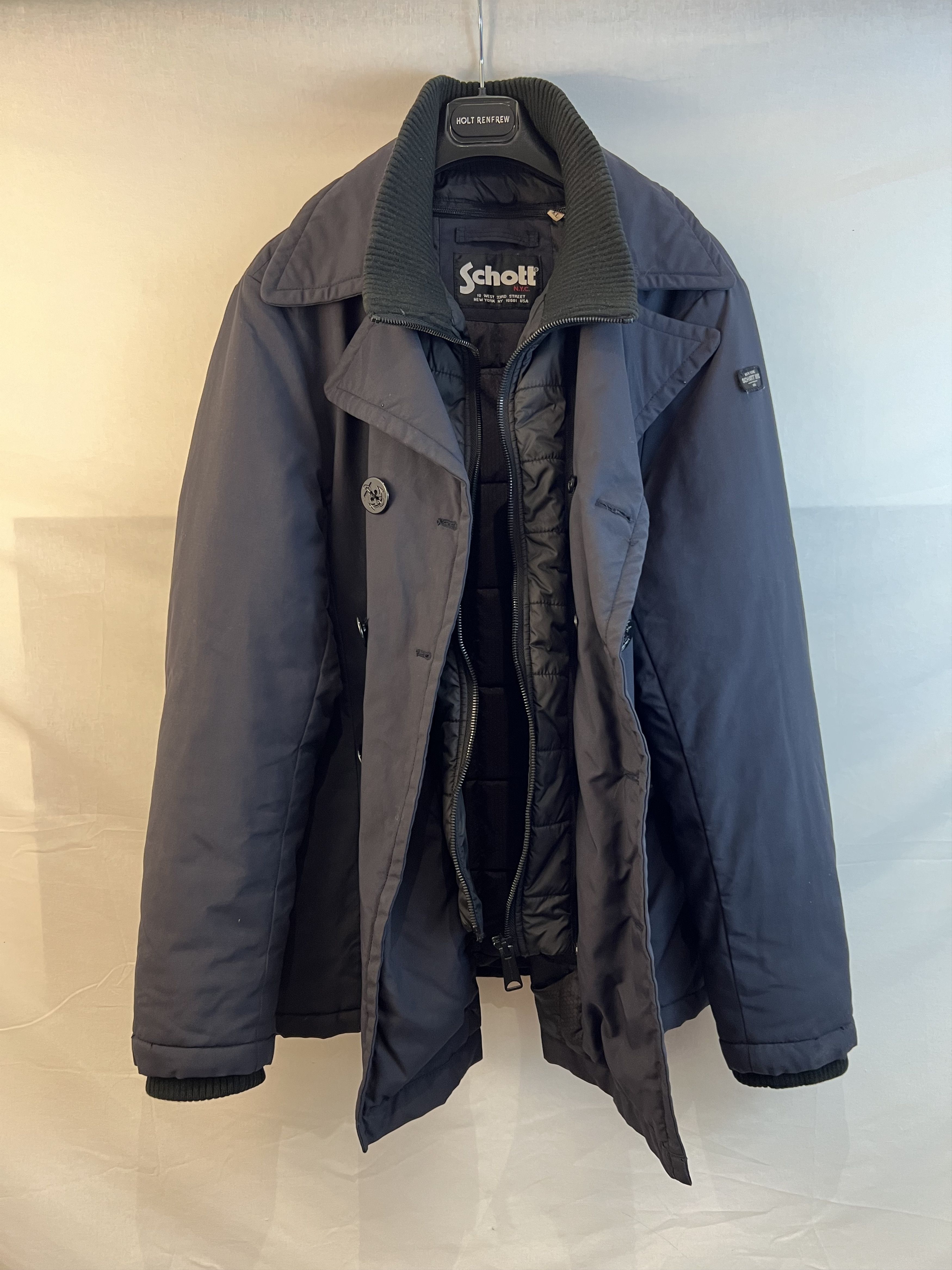 SCHOTT Vintage Peacoat 2in1 Collar Lined Coat - 80% OFF SALE
