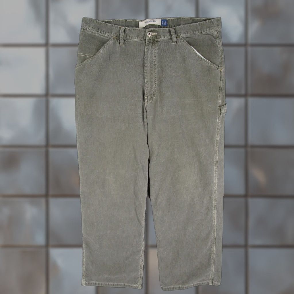 Gap VINTAGE Gap Carpenter Pants Mens 40x28 Olive Green Corduroy Hammer Loop Workwear 90s Mens Pants Size US 40 / EU 56 - 1 Thumbnail
