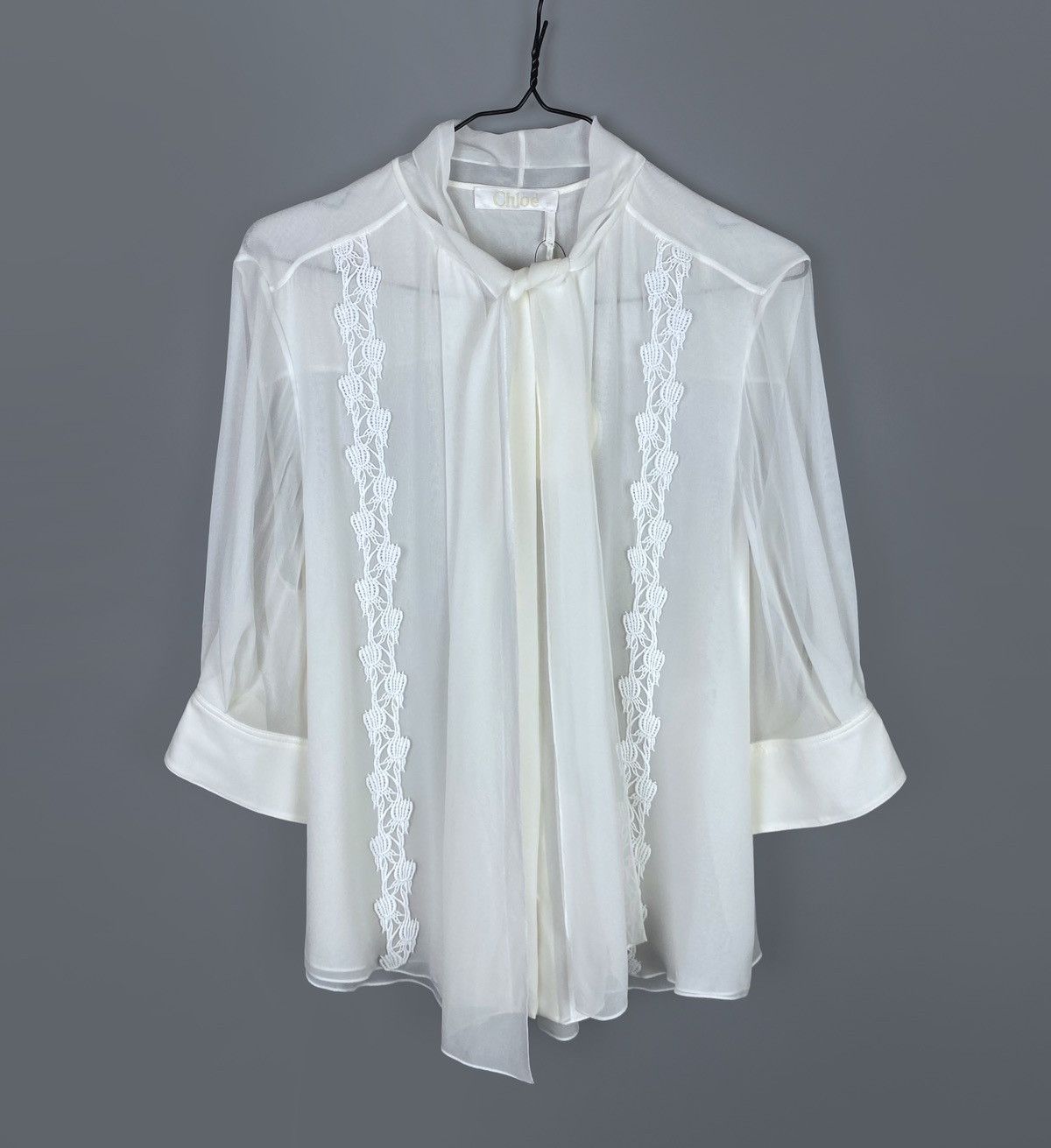 Chloe Chloé Scarf Neck Silk 3/4 Sleeves Shirt Size 44 RRP 1300$ Size L / US 10 / IT 46 - 7 Thumbnail