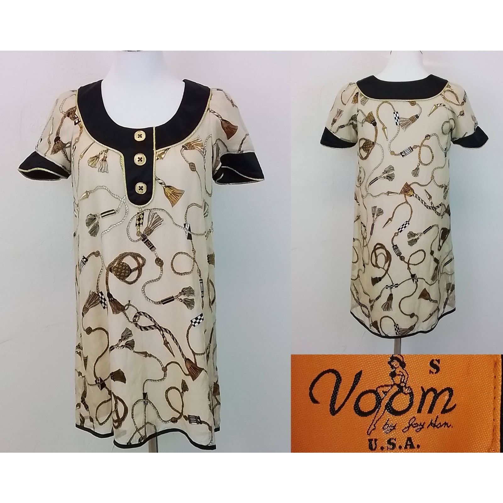 Other Voom by Joy Han Silk Dress Women's S Brown Graphic Print Size S / US 4 / IT 40 - 1 Thumbnail