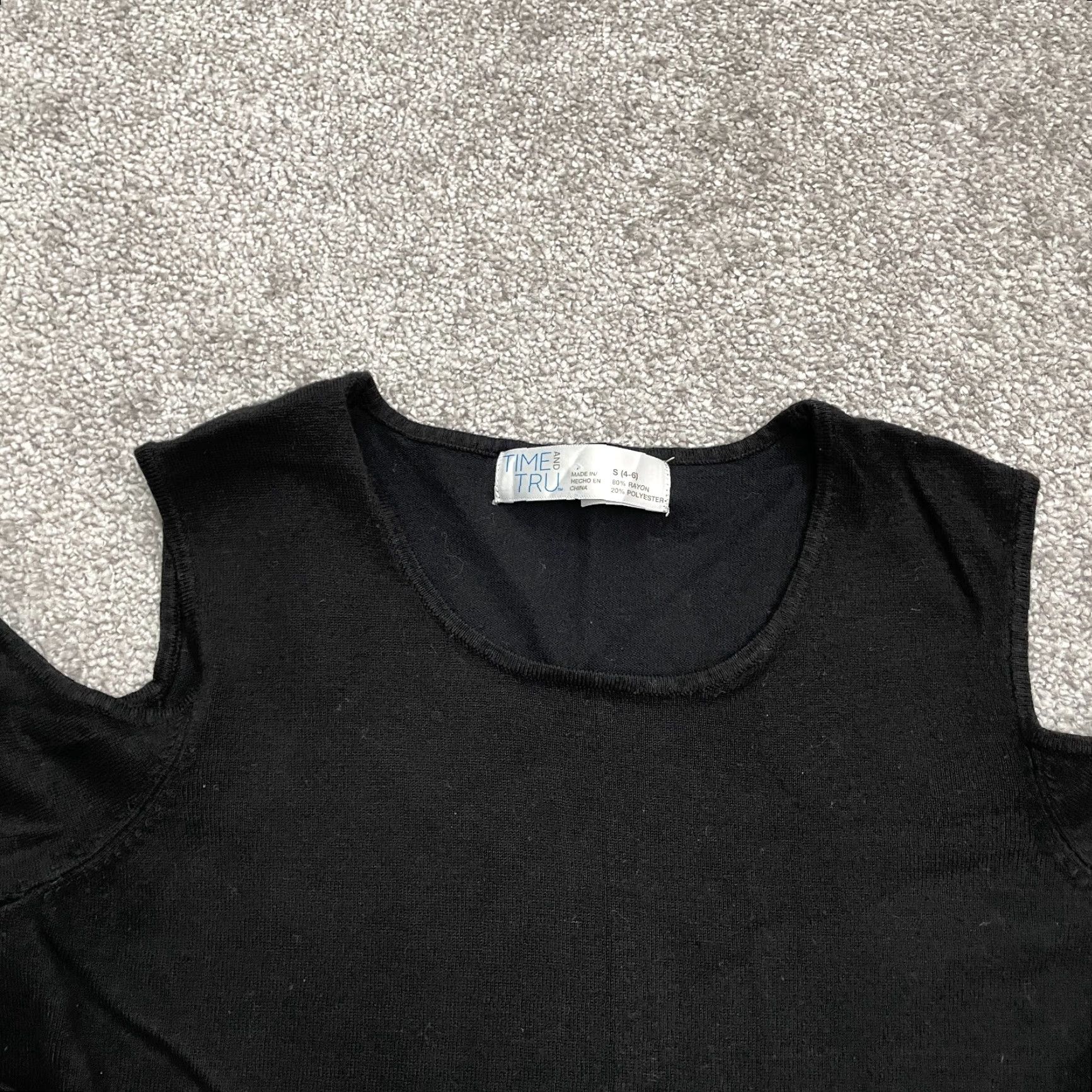 Vintage Time And True Sweater Womens Small Black Cold Shoulder Sleeve Long Sleeve Knit Pullover Size S / US 4 / IT 40 - 3 Thumbnail