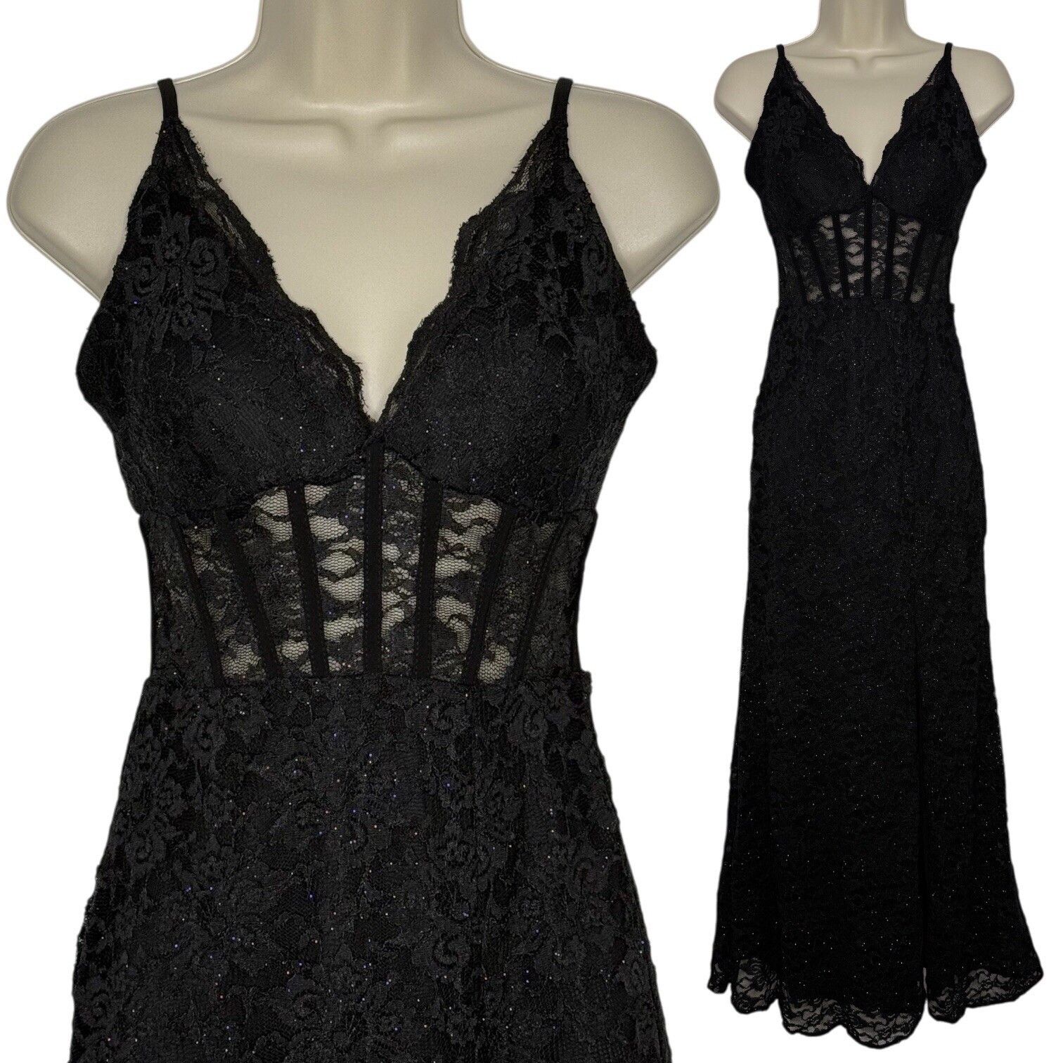 Other Morgan & Co Junior Lace Corset Black Prom Gown Dress Sz 3 Size S / US 4 / IT 40 - 1 Thumbnail