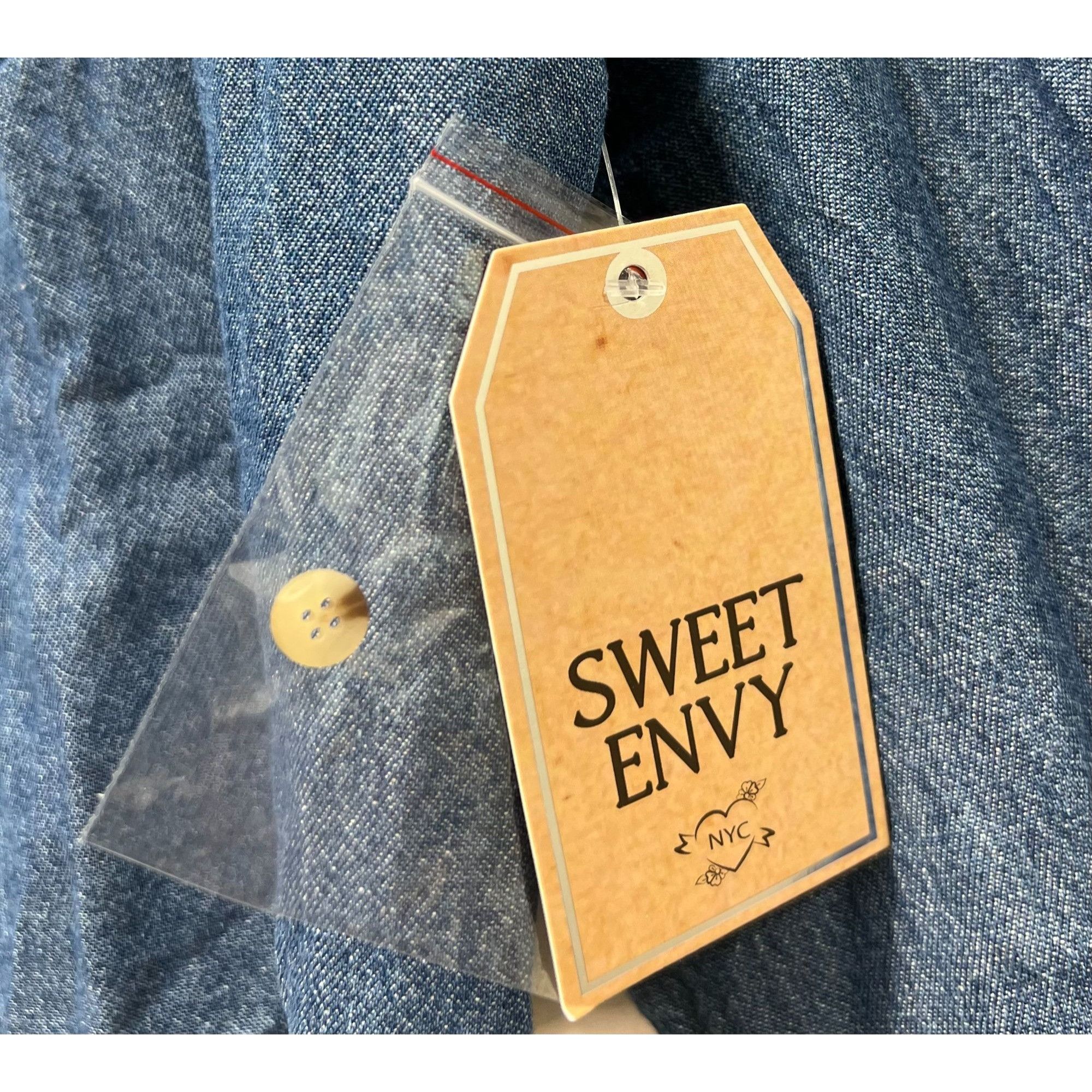 Other Sweet Envy - Women's Chambray Long Sleeve Button Down Shirt Size L / US 10 / IT 46 - 9 Thumbnail