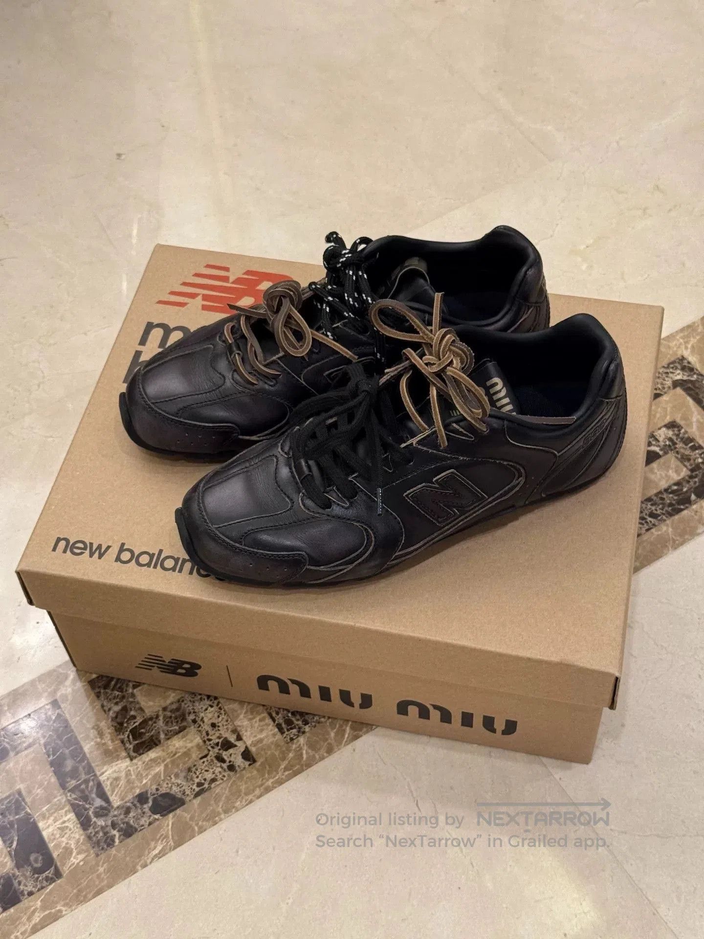 Miu Miu Miu Miu NB530 Black Leather Distressed Sneakers. Size US 8 / IT 38 - 1 Thumbnail
