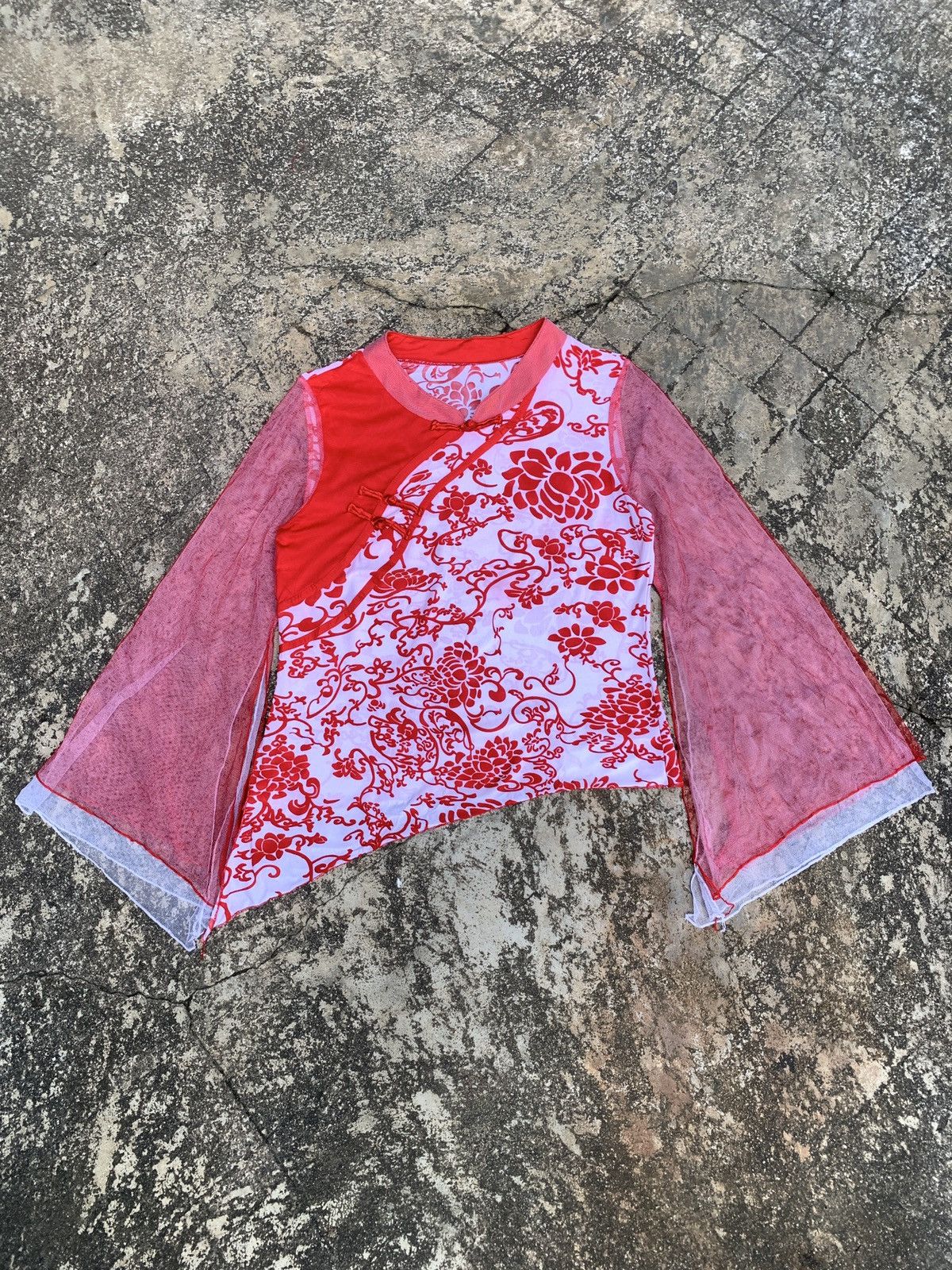 Other y2k Unknown Chinese Knotted Traditional Floral Flared Top Size L / US 10 / IT 46 - 1 Thumbnail