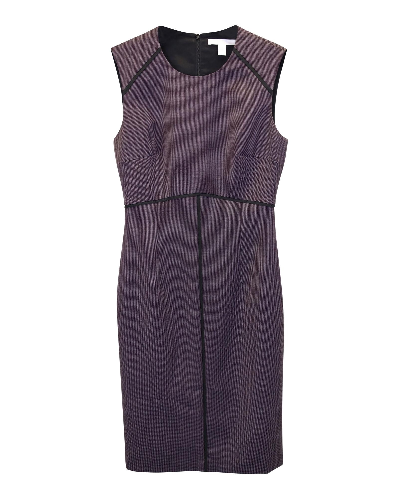 image of Hugo Boss Piped Sheath Dress In Luxe Purple Polyester in Violet/Purple, Women's (Size XS)