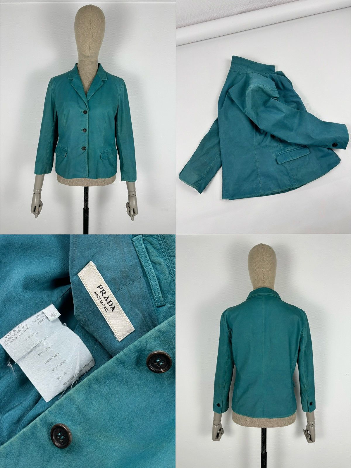 Prada RARE Milano Luna Rossa Italy Leather Biker Jacket 3-Buttons Blazer Pocket Coat Size 46 Size M / US 6-8 / IT 42-44 - 2 Thumbnail