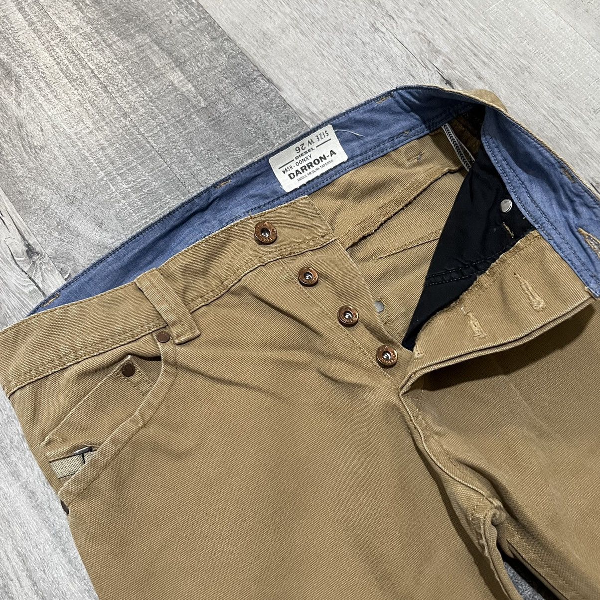 Diesel DIESEL DARRON-A Men's Beige Canvas Slim Tapered Pants Jeans Size US 26 / EU 42 - 4 Thumbnail