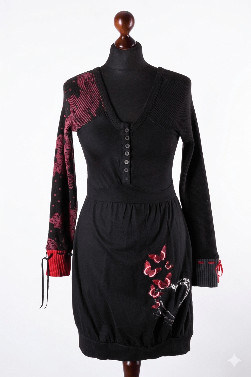 Desigual Women's Desigual Knit Dress Floral Butterflies Size S Size S / US 4 / IT 40 - 1 Thumbnail