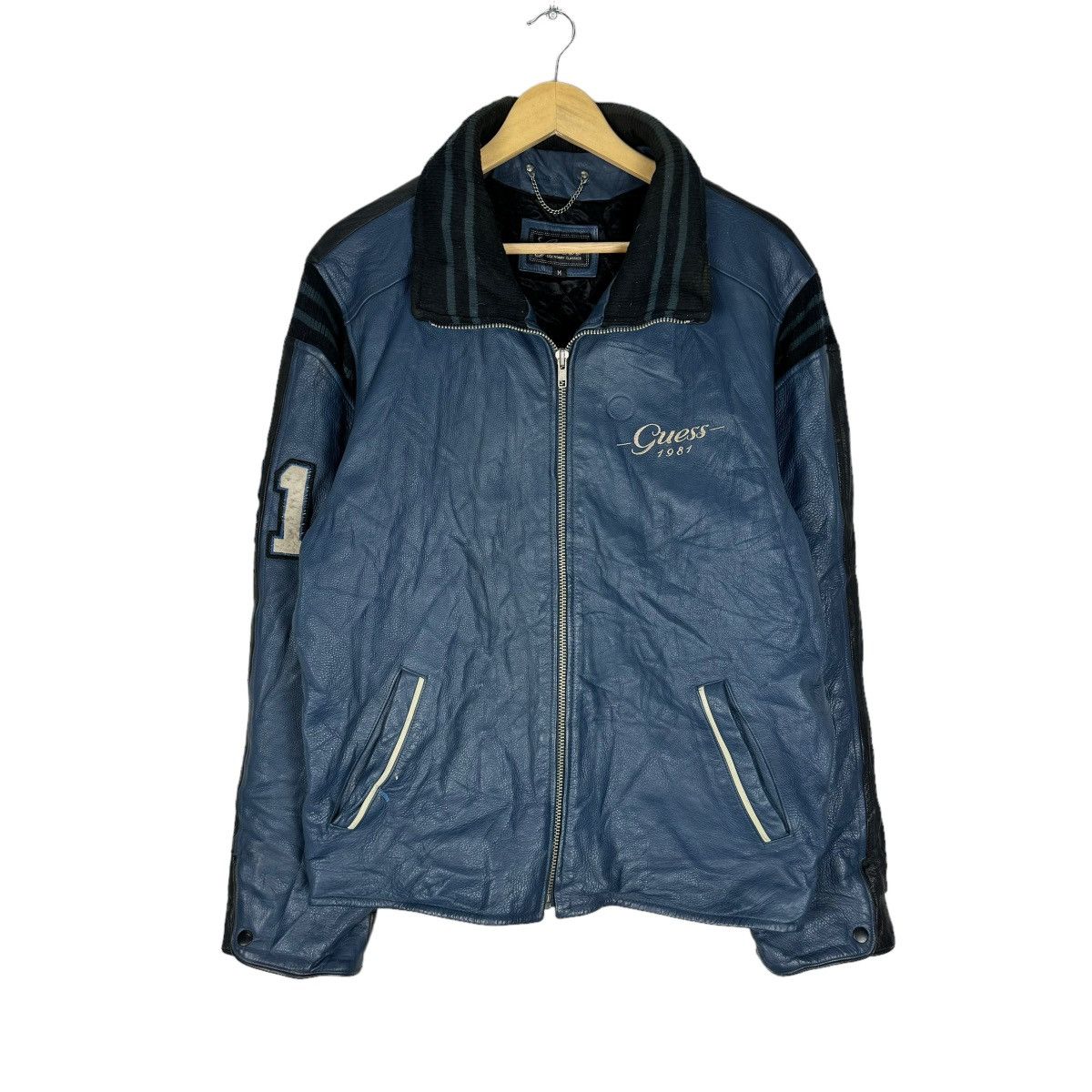 Georges Marciano × Guess × Vintage ☀️GUESS LEAGUE CHAMPION VARSITY LEATHER JACKET Size US M / EU 48-50 / 2 - 2 Thumbnail