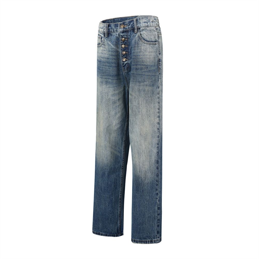 Japanese Brand × Jean Street punk distressed loose wide-leg gradient washed jeans Size US 32 / EU 48 - 2 Thumbnail