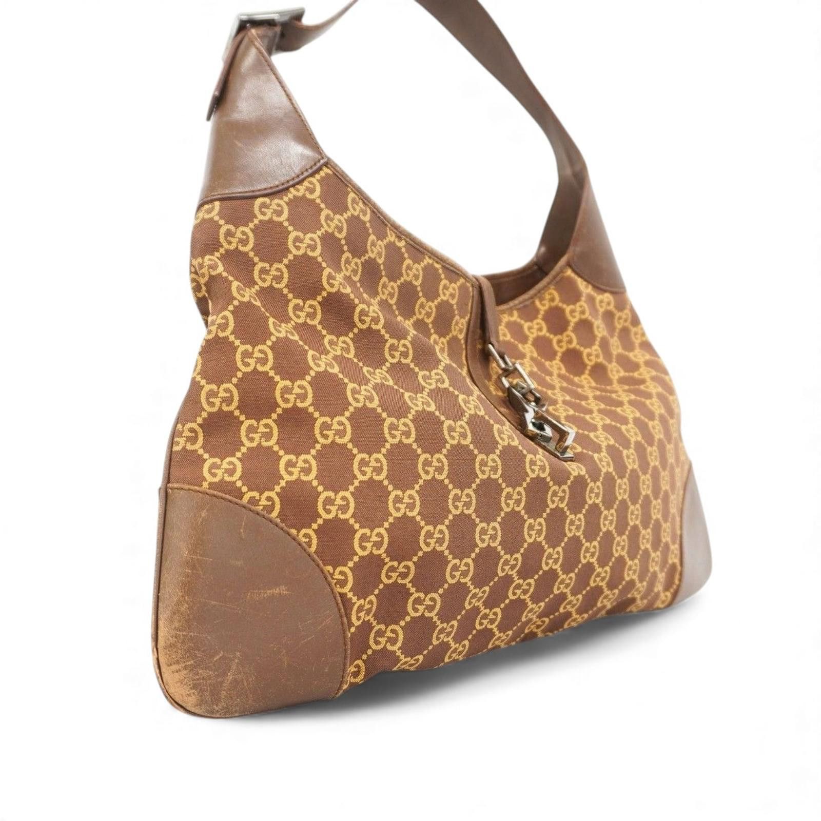 Gucci Gucci - Brown Monogram Canvas Leather Shoulder Bag Size ONE SIZE - 7 Thumbnail
