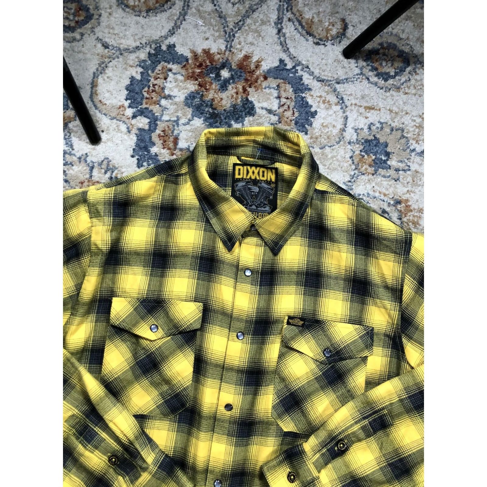 Vintage Dixxon Parham Panhead Shirt Mens XL Yellow Plaid Flannel Snap Front Motorcycle Size US L / EU 52-54 / 3 - 6 Thumbnail