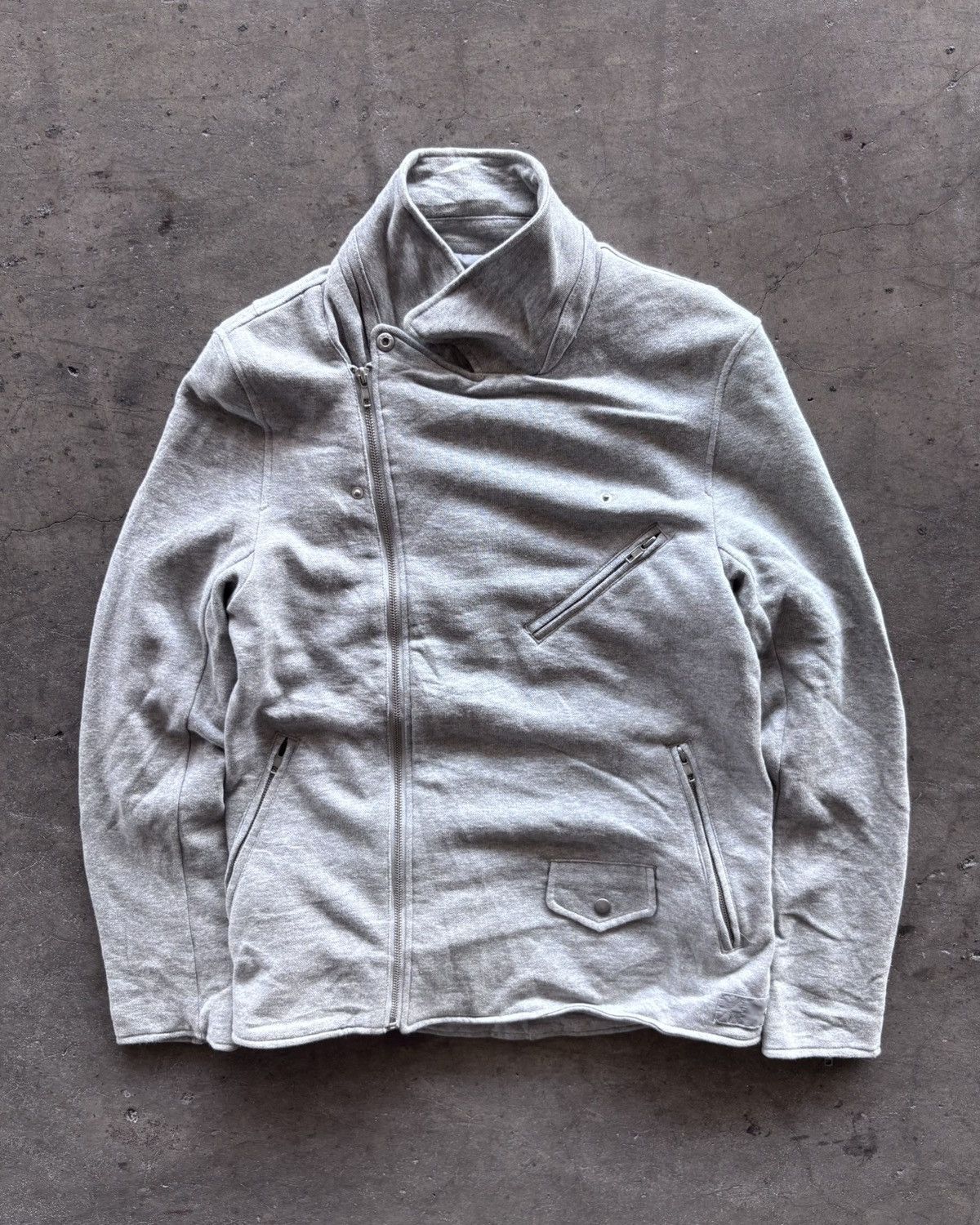 Japanese Brand Pine Bluff Assymetrical Grey Sweatshirt Jacket Size US M / EU 48-50 / 2 - 1 Thumbnail