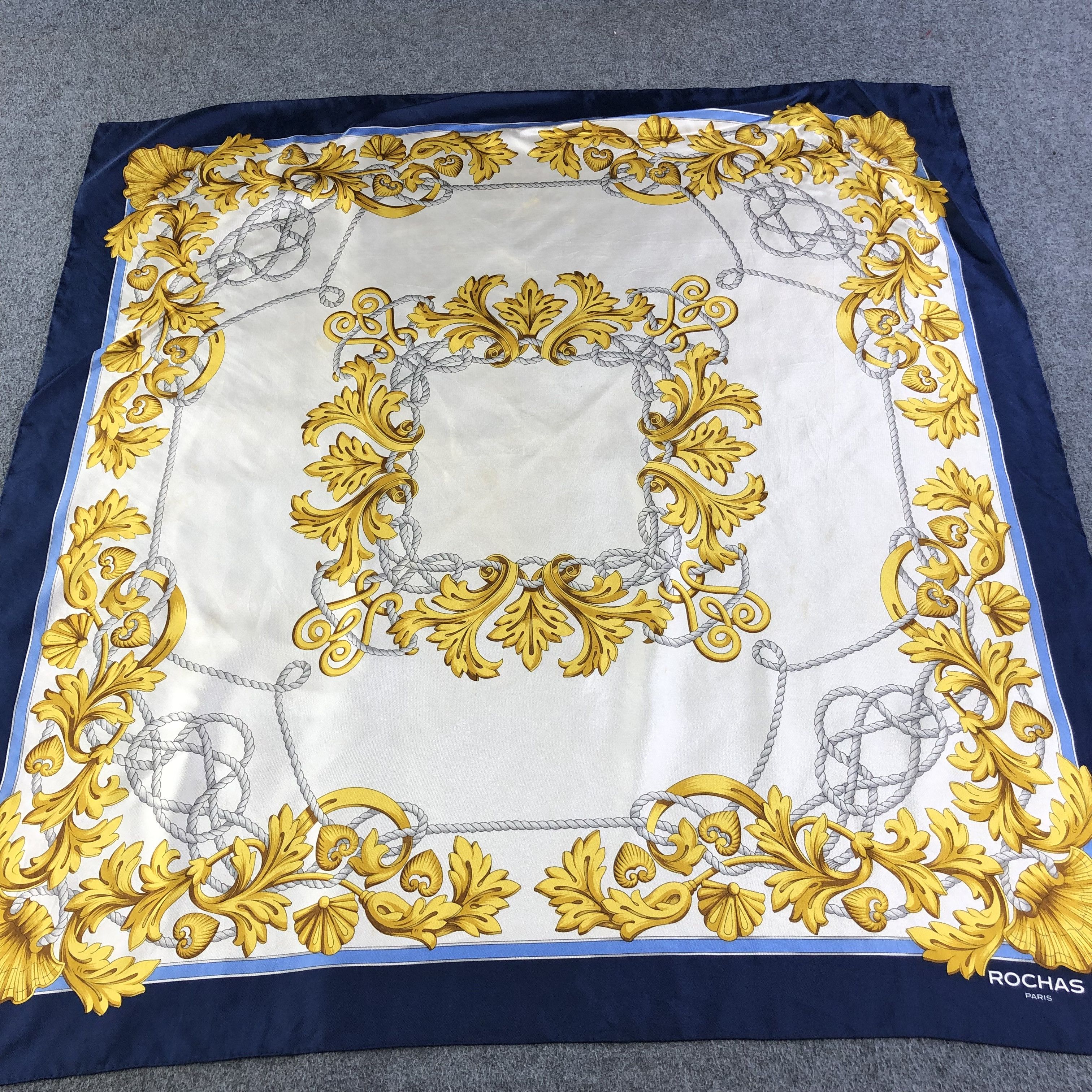 Vintage Rochas Paris Luxury Baroque Silk Scarf M475 Size ONE SIZE - 1 Thumbnail