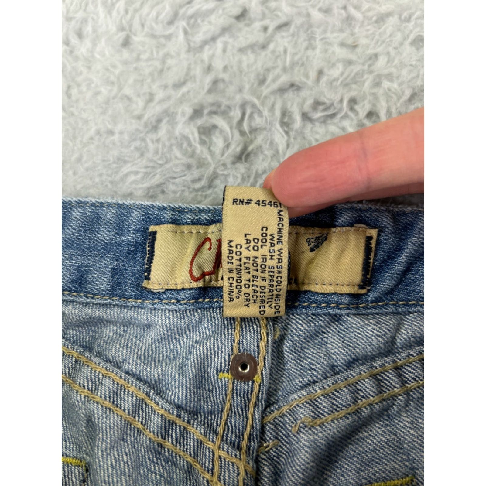 Denime Chi Ole Jeans Womens 28x29 Blue Denim Distressed 100% Cotton Bootcut 5-Pocket Regular Size 7 Size 28" / US 6 / IT 42 - 4 Thumbnail