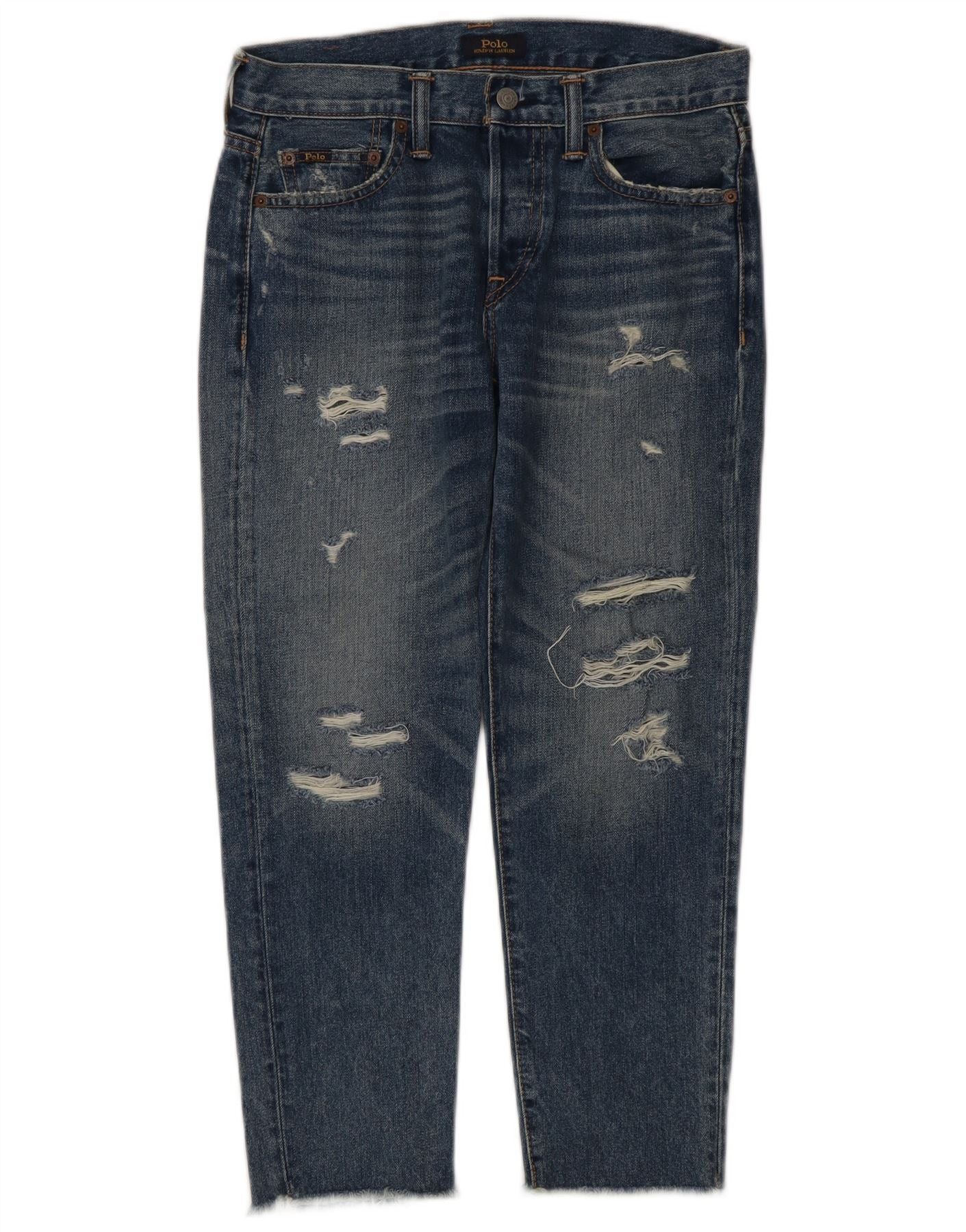 Polo Ralph Lauren Womens Boyfriend Distressed Slim Jeans W25 L25 Blue Size 42" / US 20 - 1 Thumbnail