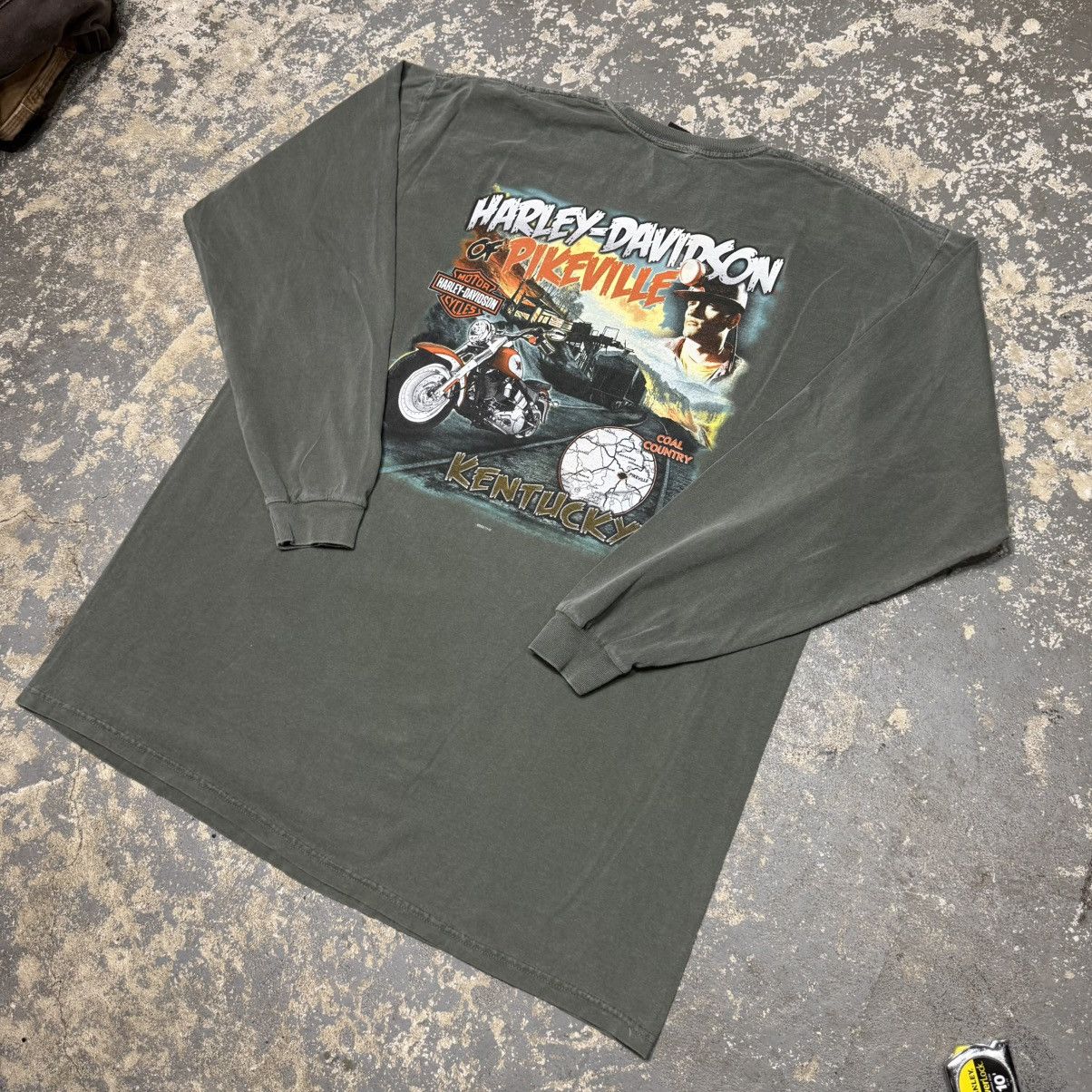 Vintage Vintage Harley Davidson Long Sleeve Green Pikeville Kentuck Size US XL / EU 56 / 4 - 10 Thumbnail