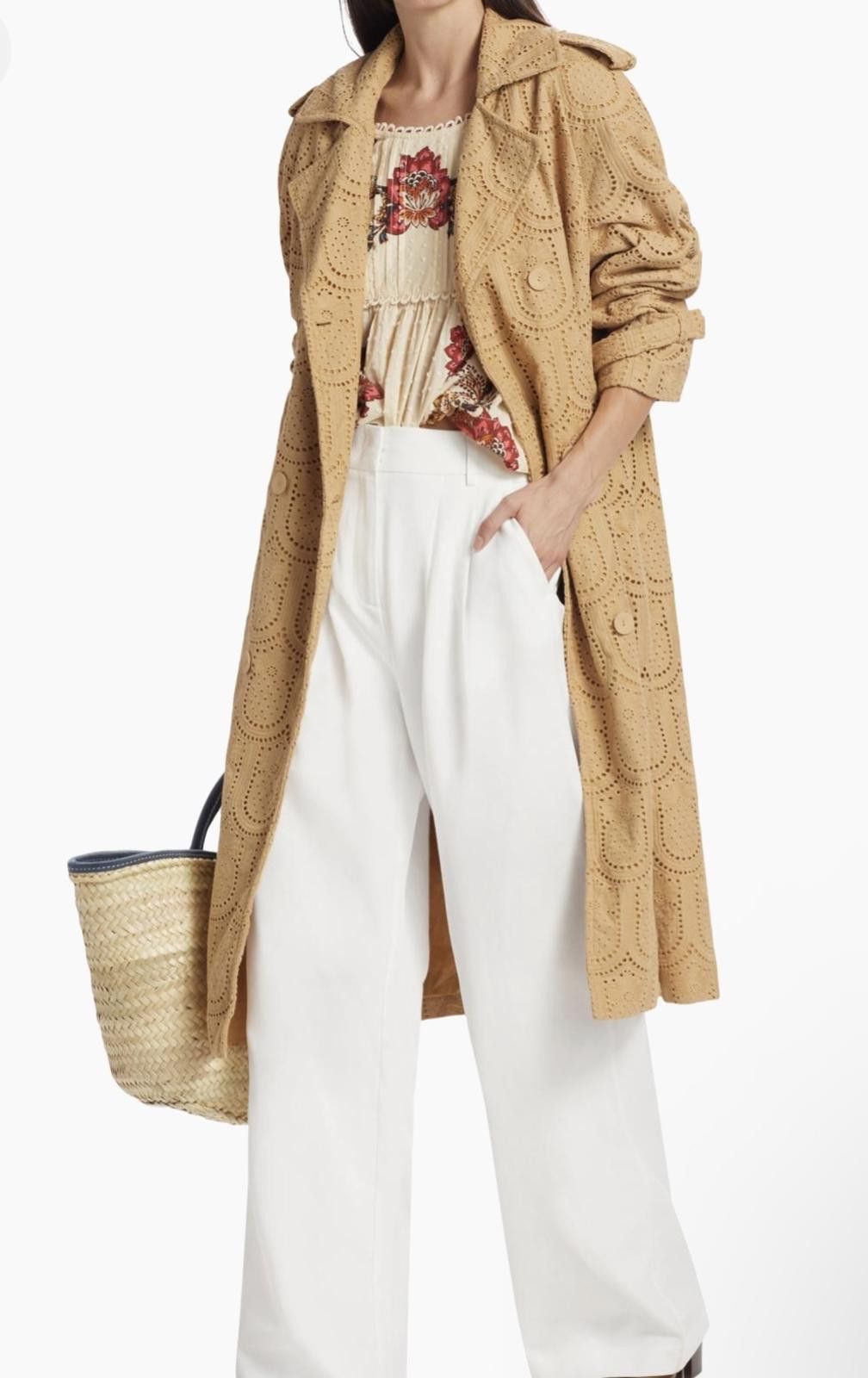 Farm Rio Farm Rio Embroidered Pineapple Cotton Trench Coat Size S / US 4 / IT 40 - 1 Thumbnail