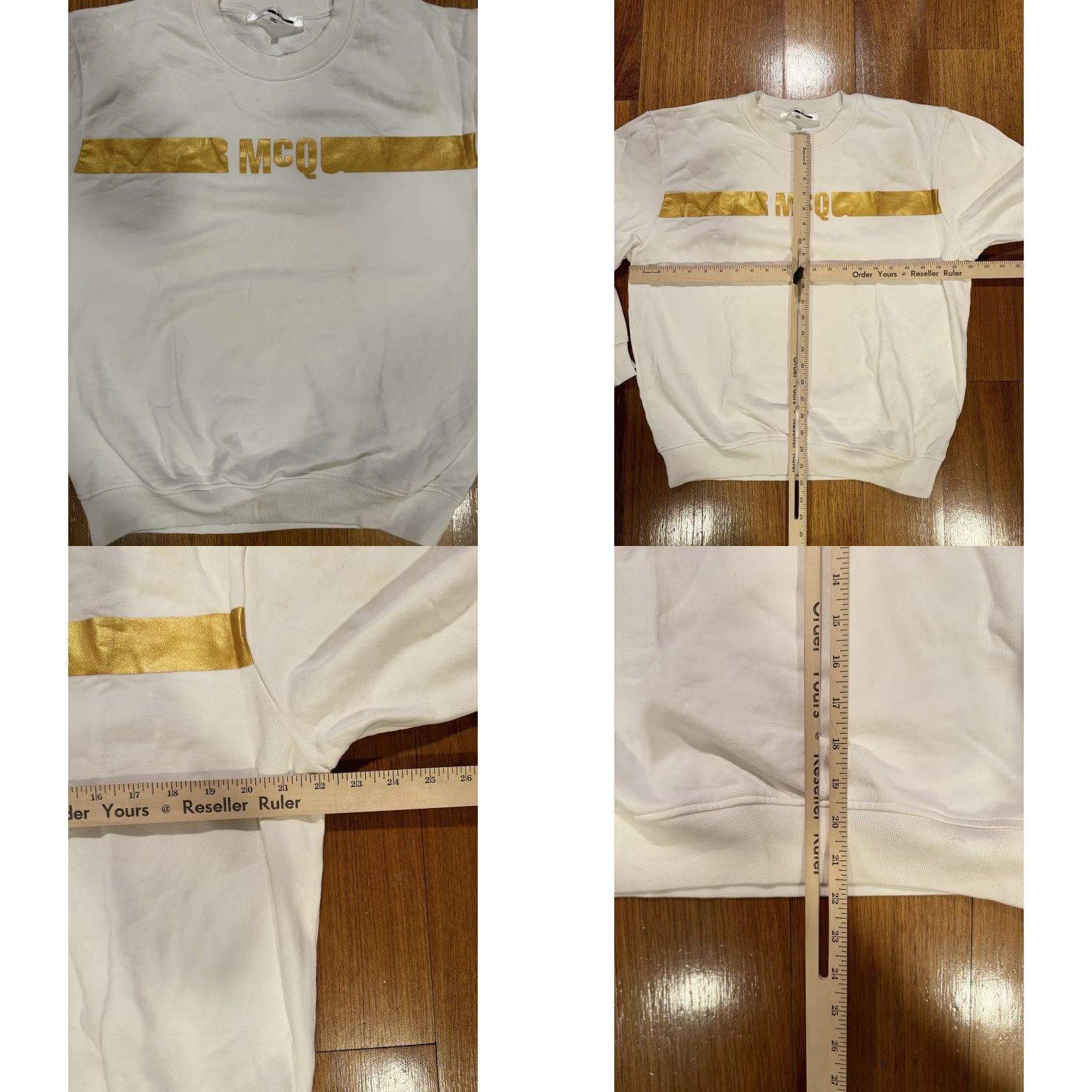 Alexander McQueen Alexander McQueen MCQ Gold Logo Crewneck Sweatshirt White Size M Mens Knit Cotton Regular Graphic Print Logo Pullover Crew Neck Long Sleeve Size US M / EU 48-50 / 2 - 8 Thumbnail