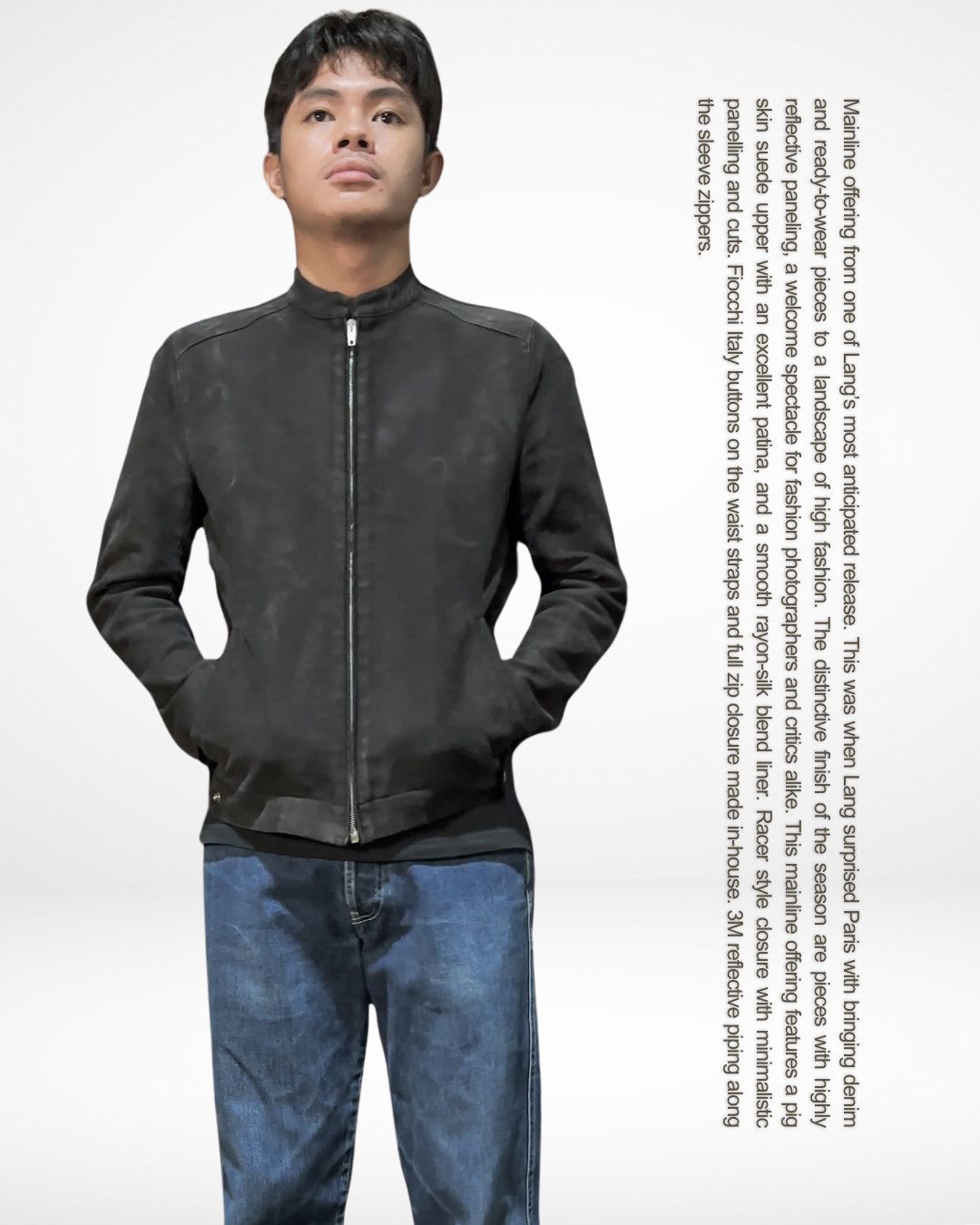 Helmut Lang SS95 Pig Suede Cafe Racer Reflective Sleeve Jacket Size US M / EU 48-50 / 2 - 2 Thumbnail