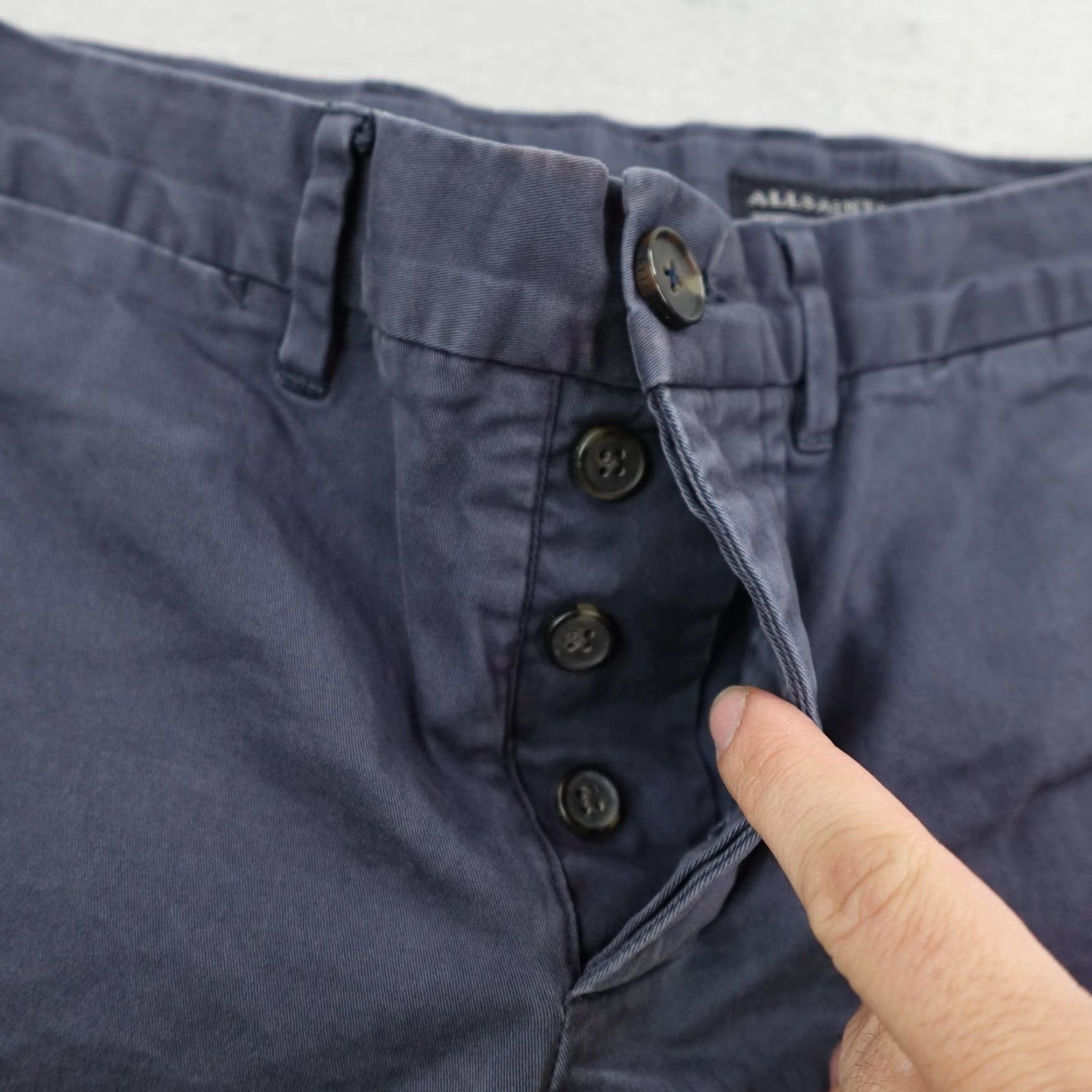 Allsaints All Saints Pants Mens 30x30 Park Chino Slim Fit Button Fly Straight Blue Casual Evening 30x30 Mens Pants Size US 30 / EU 46 - 4 Thumbnail